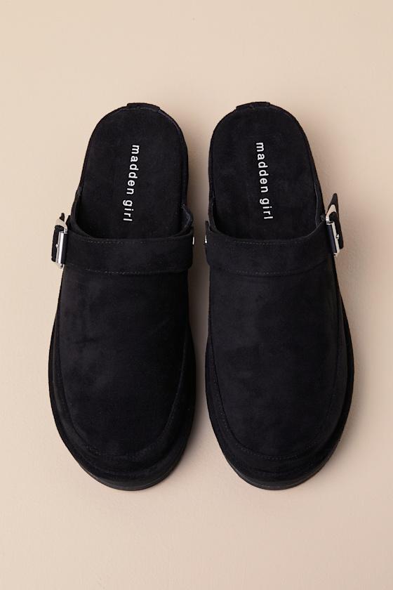 Grahamm Black Fabric Buckle Flatform Slip-On Clogs Product Image