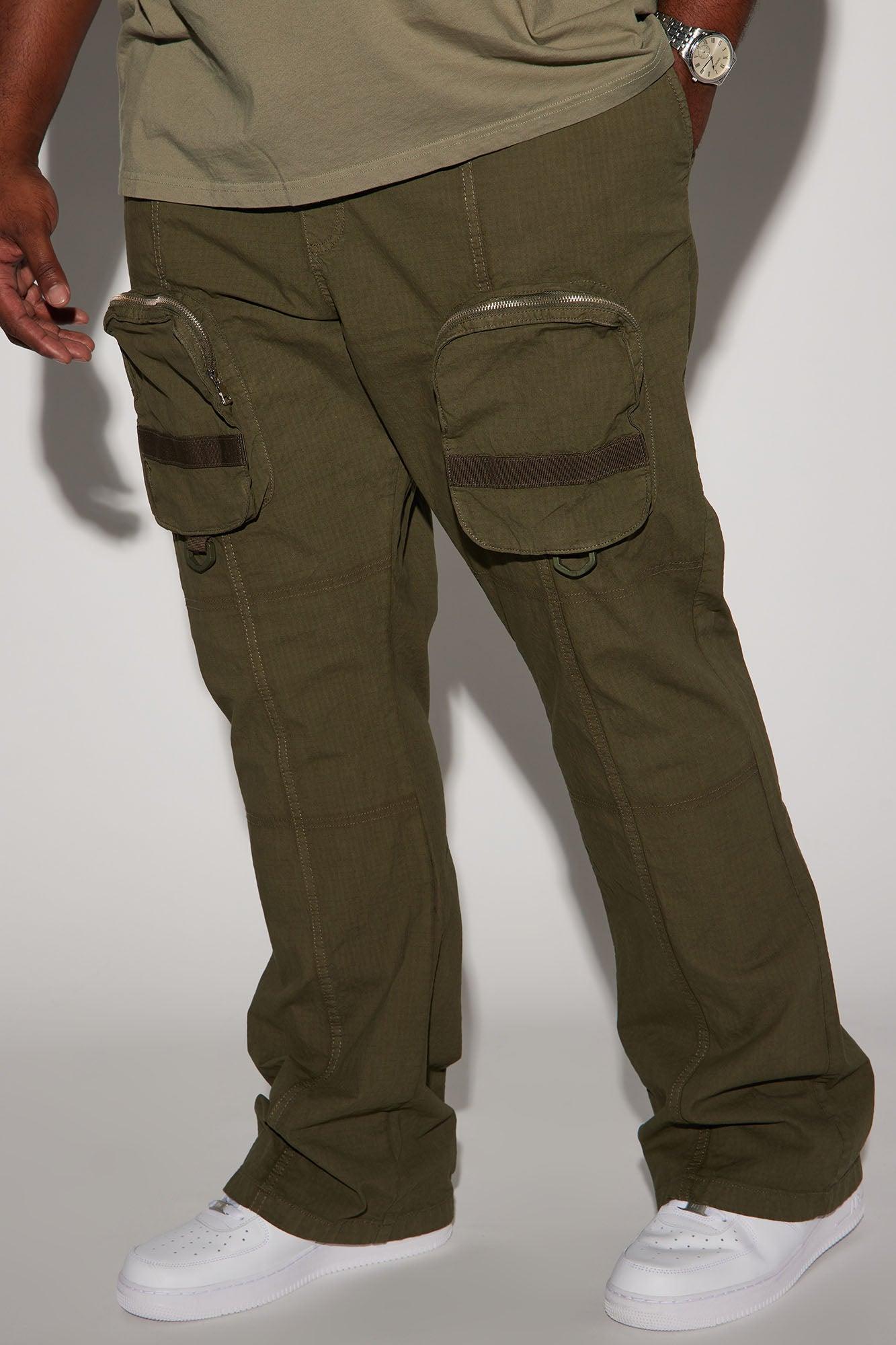 Do It Anyway Stacked Slim Flare Pants - Olive Product Image