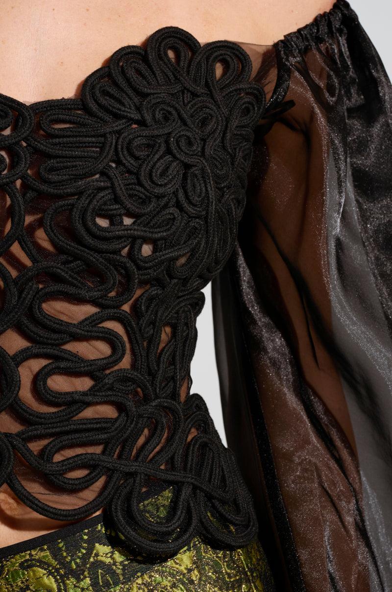 SPIRITED AWAY LONG SLEEVE BLOUSE IN BLACK Product Image