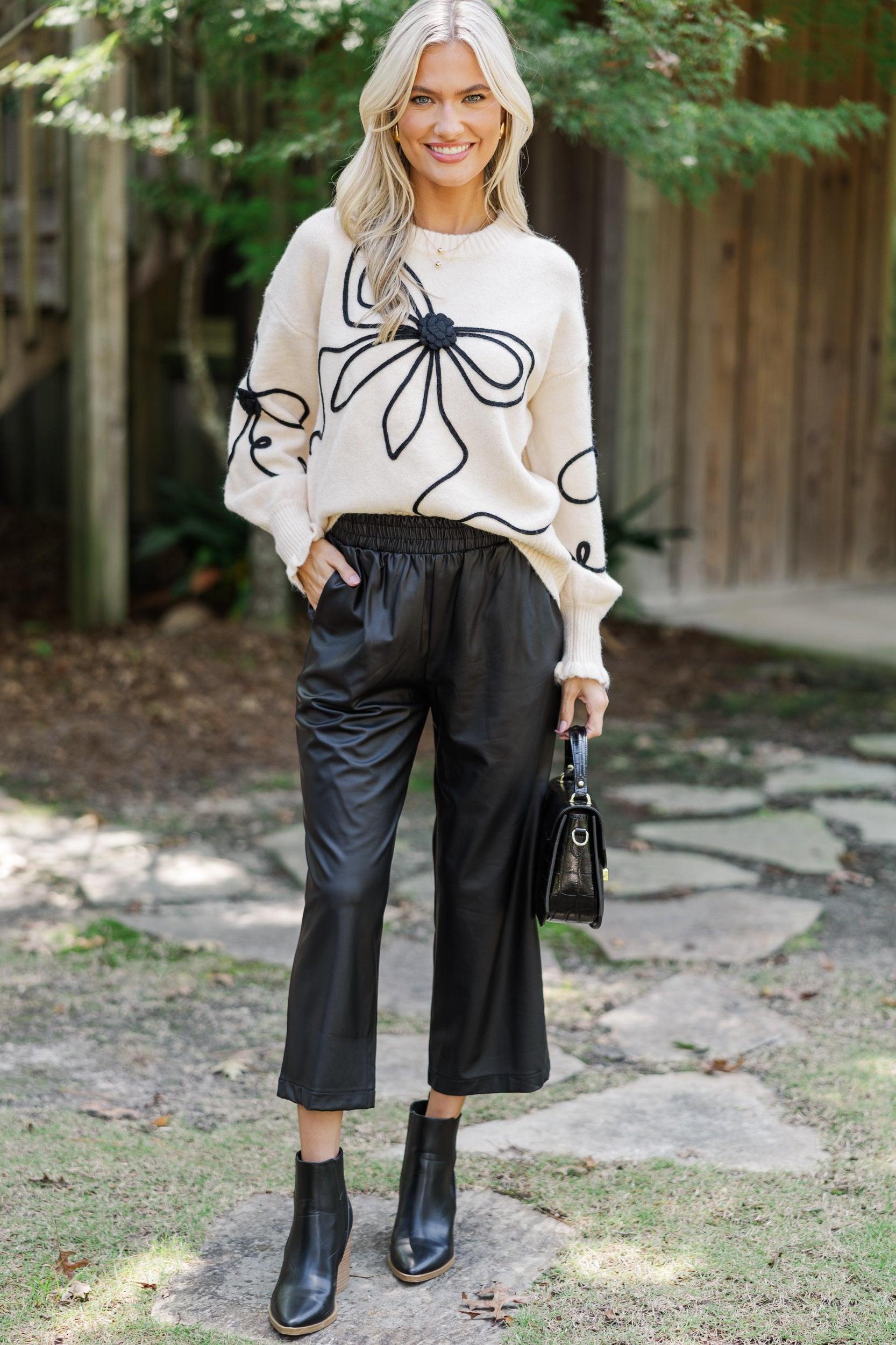 See It Through Ecru White Embroidery Sweater Female Product Image