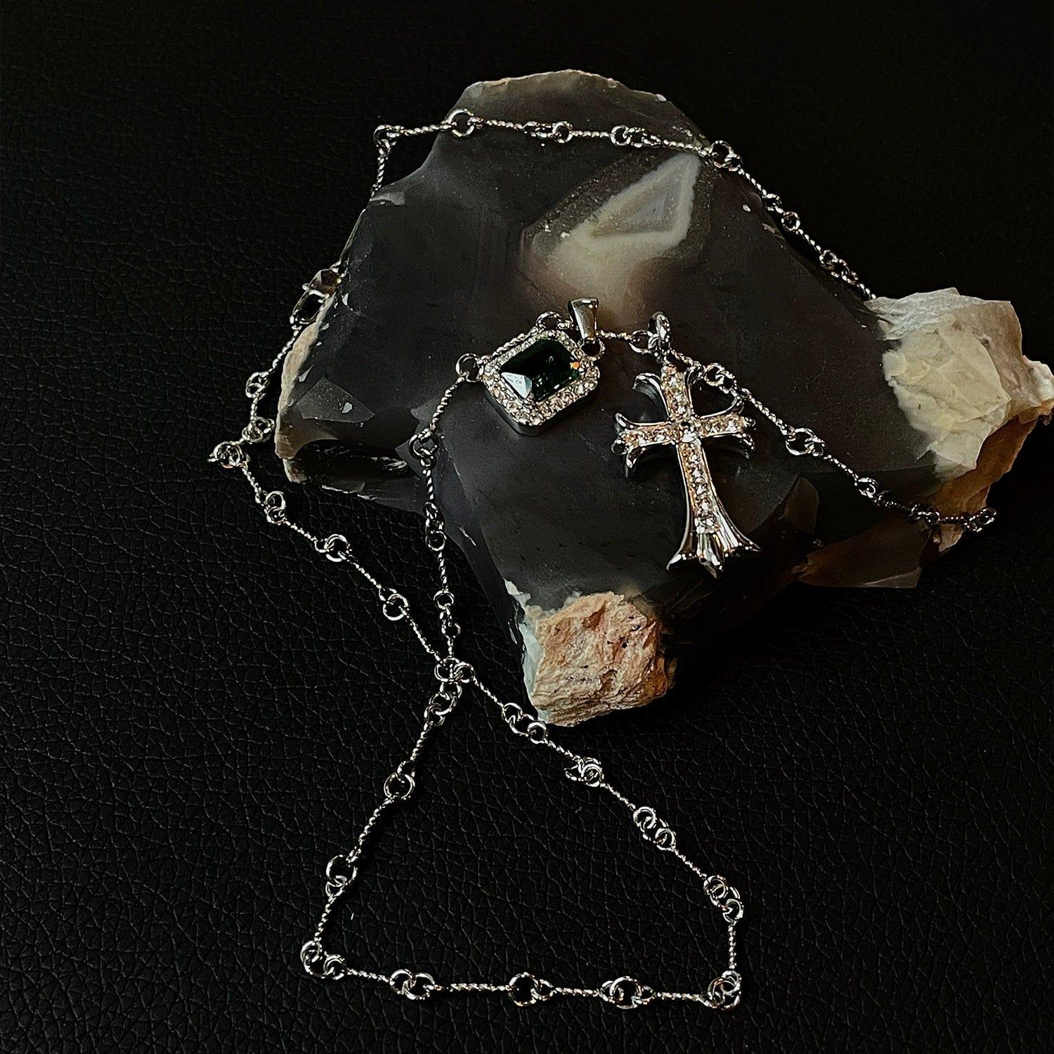 CROSS SQUARE GEM DIAMOND NECKLACE Product Image