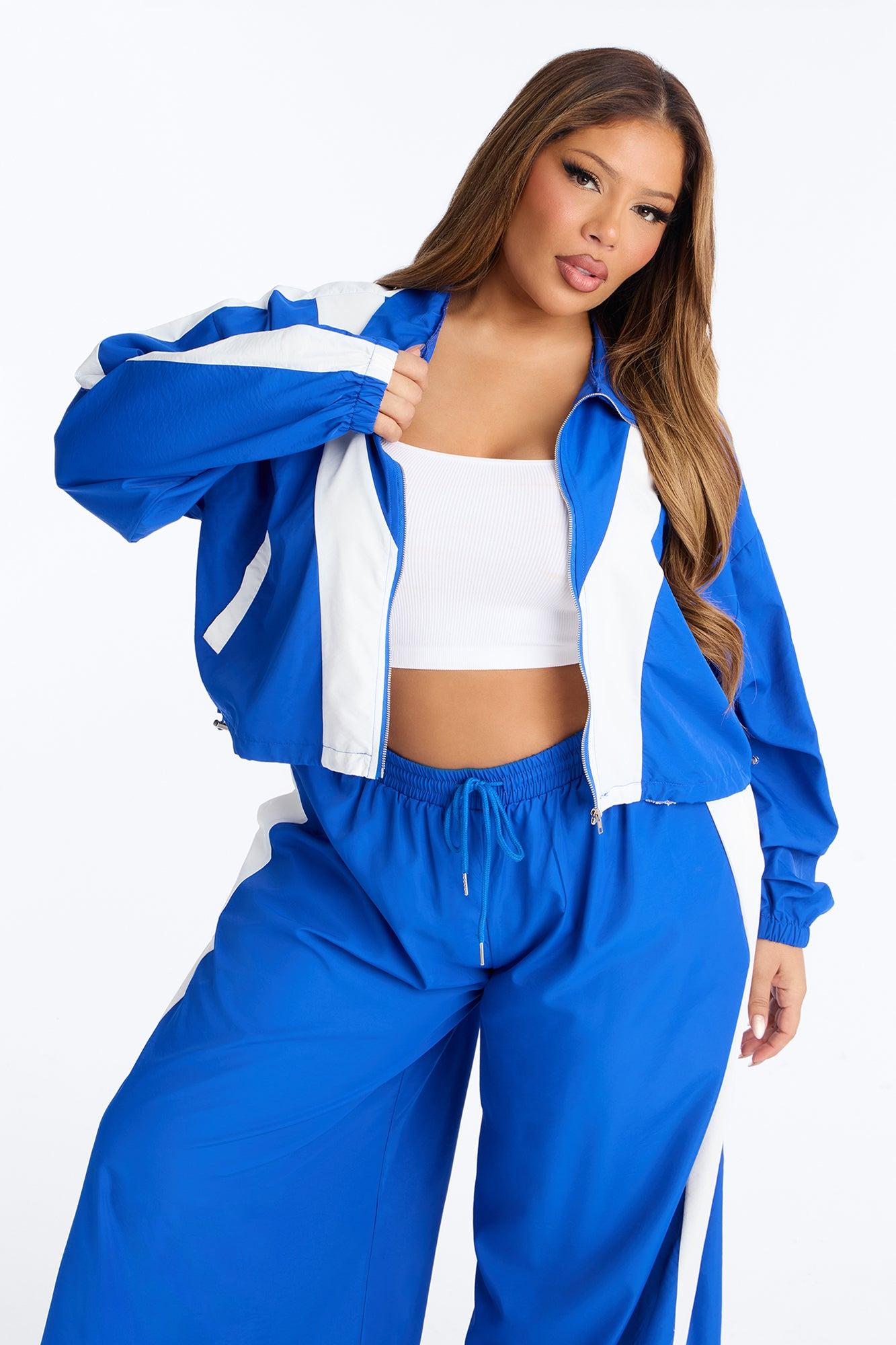 Winona Windbreaker Extreme Wide Leg Pant Set - Royal Female Product Image