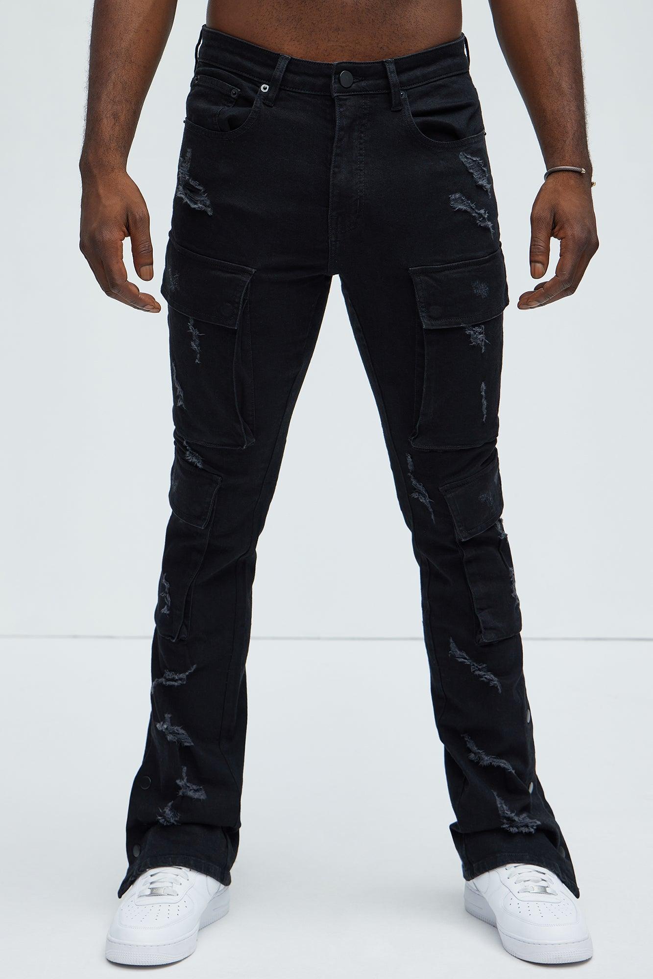 On The Set Stacked Skinny Snap Flare Jeans - Black Product Image