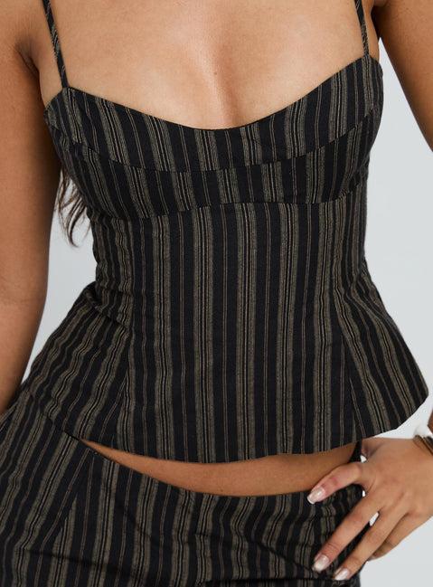 Kierstyn Corset Set Black Stripe Product Image