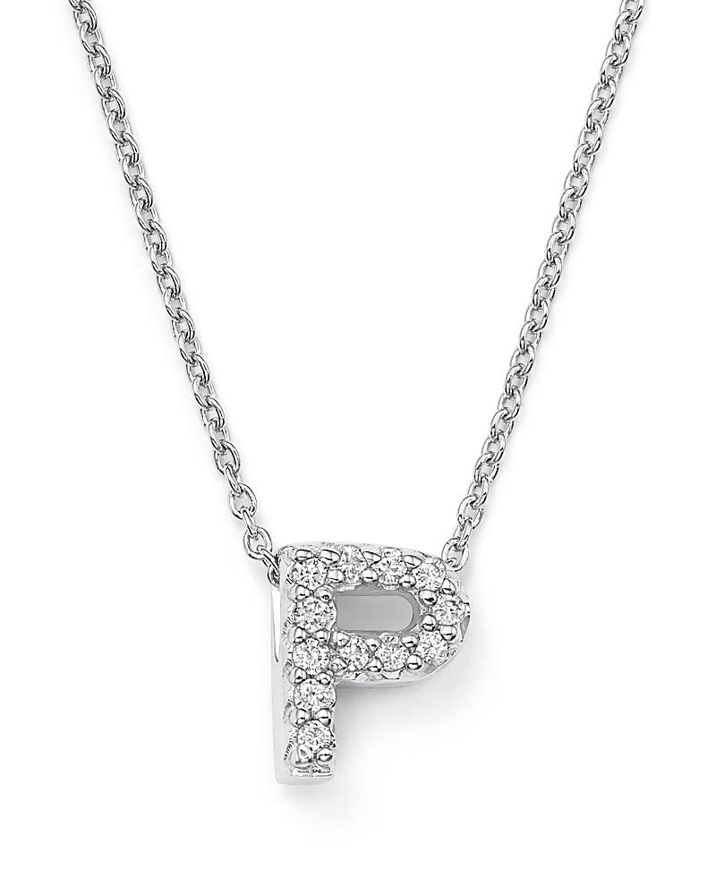 Womens Tiny Treasures 0.08 TCW Diamond & 18K White Gold Initial Necklace Product Image