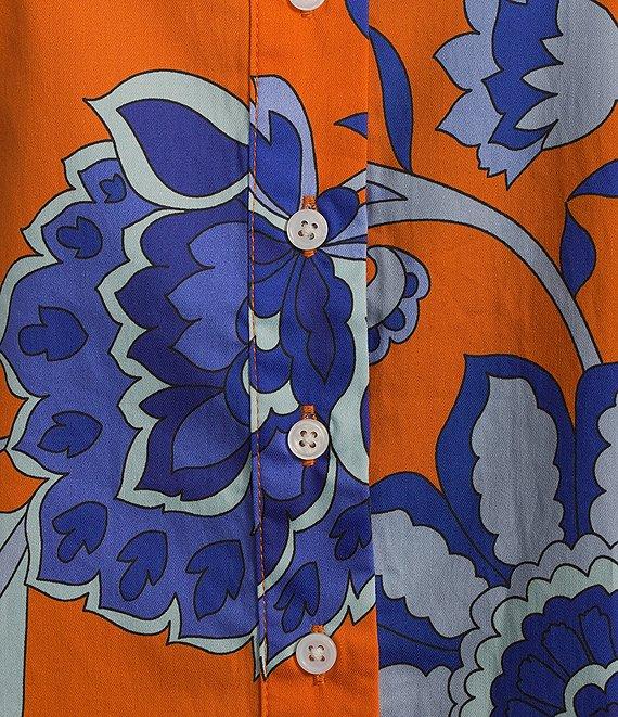 tyler boe Chloe Floral Print Color Block Point Collar Long Sleeve Blouse Product Image