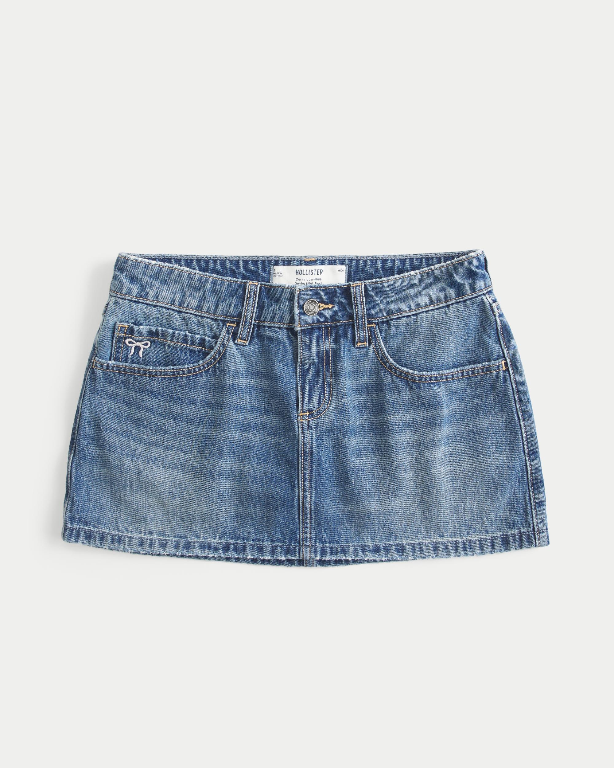 Curvy Low-Rise Denim Mini Skort Product Image