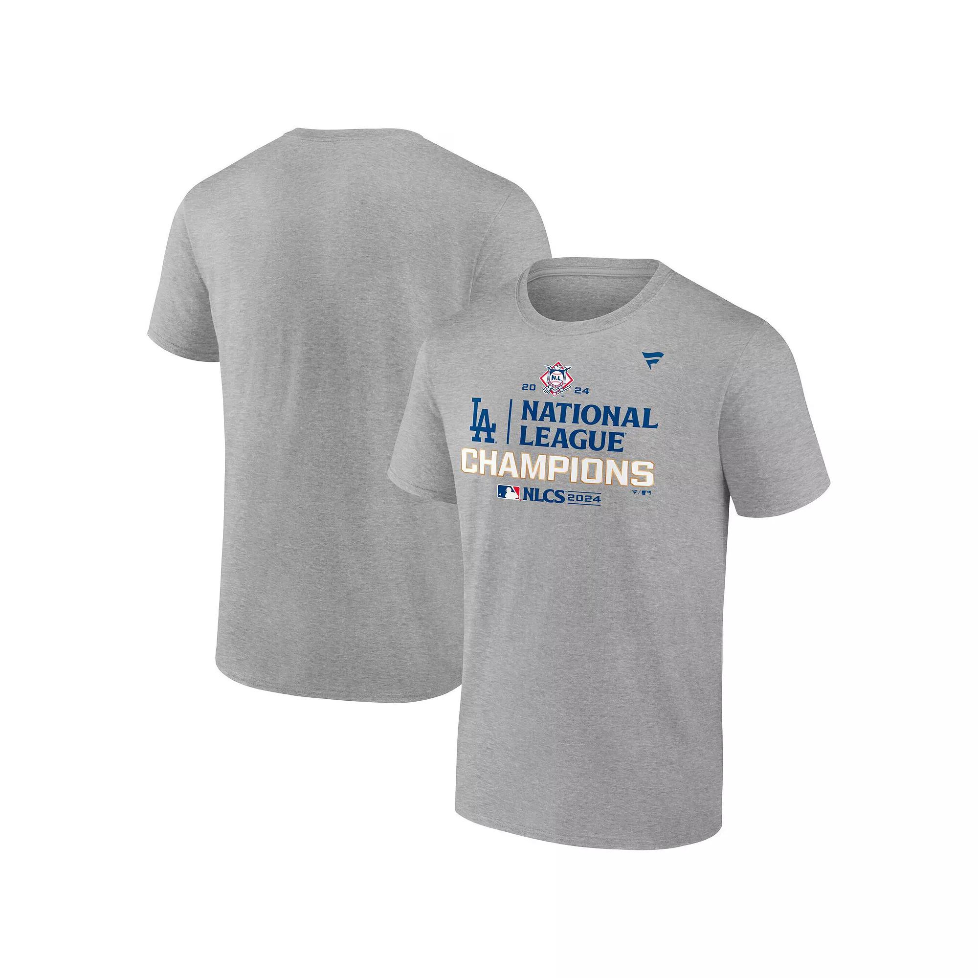 Men's Fanatics Heather Gray Los Angeles Dodgers 2024 National League Champions Locker Room Big & Tall T-Shirt, Size: 3XLT, Grey Product Image