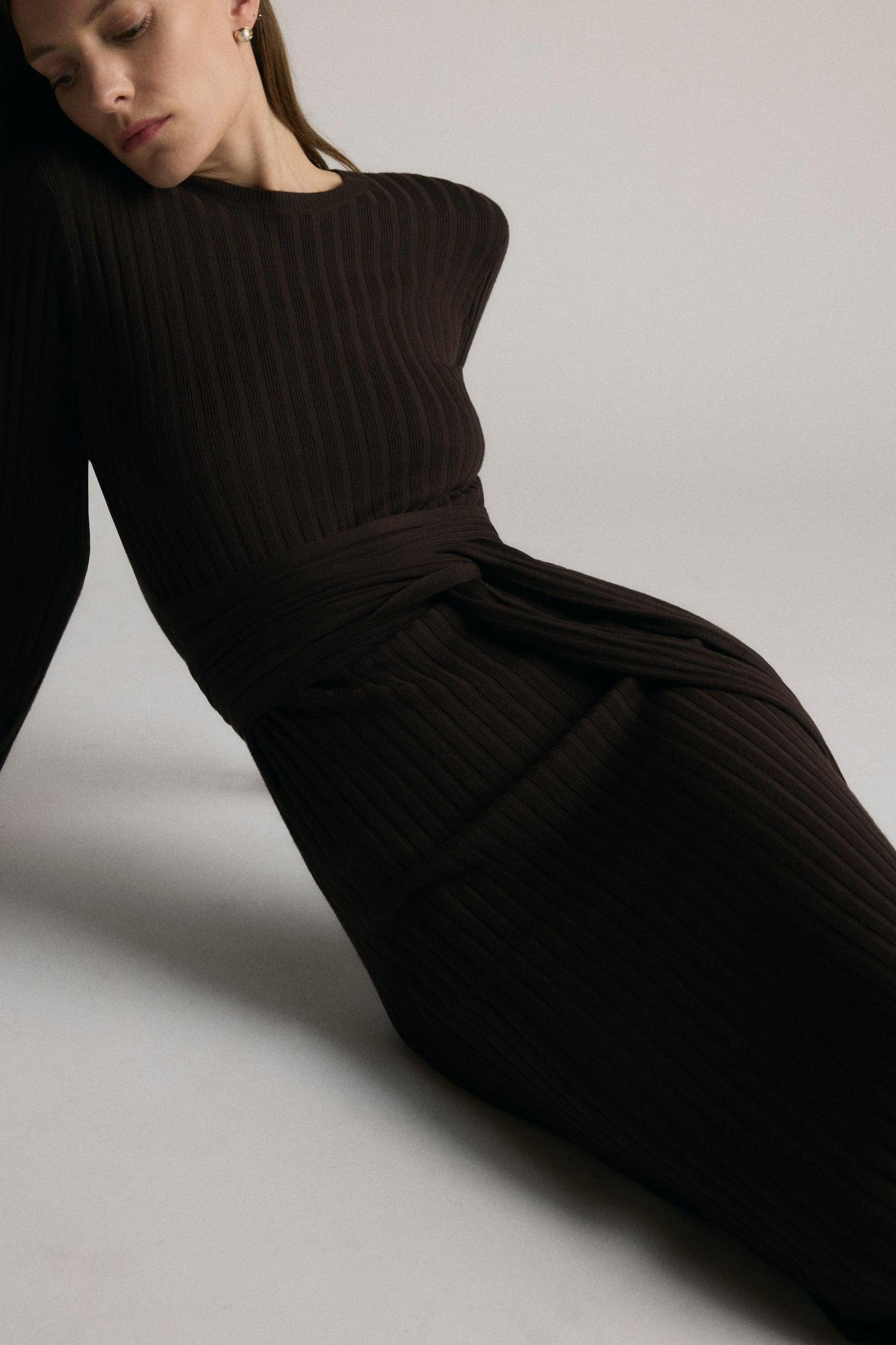 Carmen Tie-Front Ribbed Dress Product Image