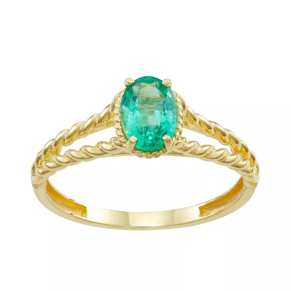 Tiara 10k Gold Emerald Twist Ring, Women's, Size: 6 Product Image