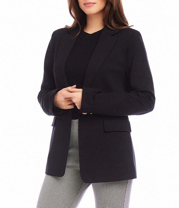 Karen Kane Stretch Ponte Knit Notch Collar Long Sleeve Blazer Product Image