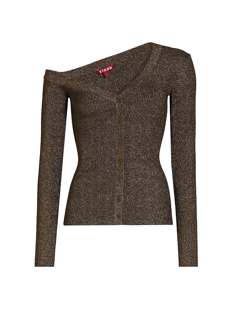 Womens Craftsman One Shoulder Metallic Cardigan Product Image
