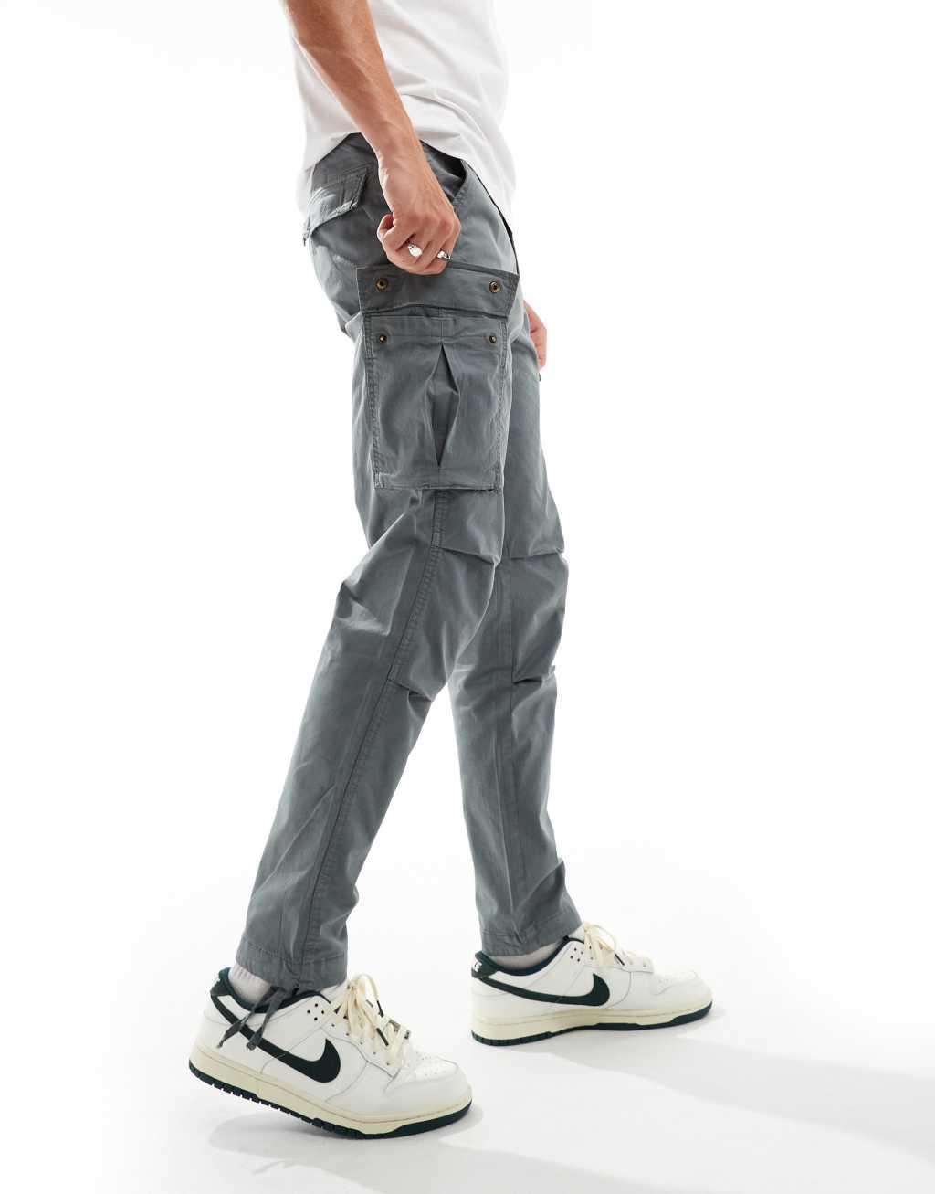 Jack & Jones ace loose cargo pants in slate gray  Product Image