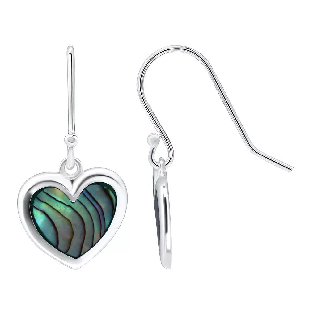 Aleure Precioso Silver Plated Abalone Heart Drop Earrings, Women's, Silver Tone Team Product Image