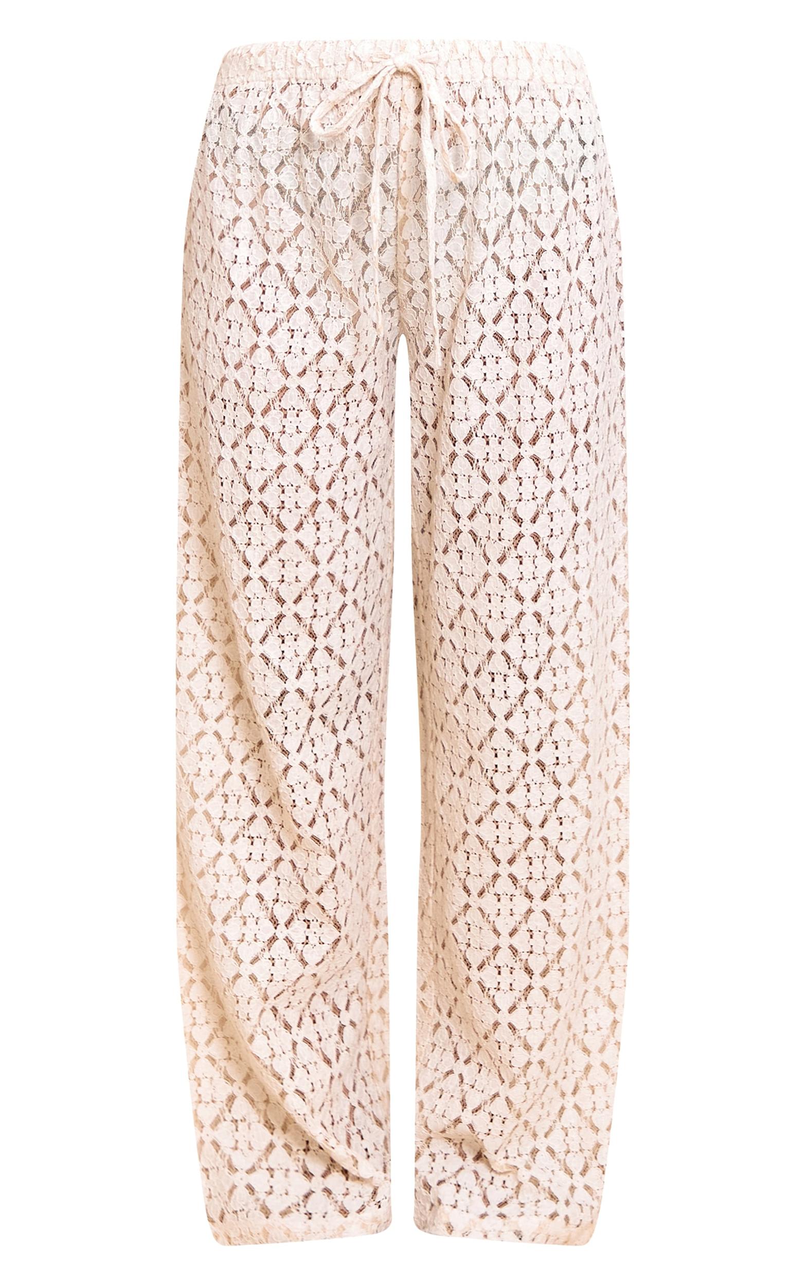  Cream Lace Straight Leg Pants Product Image