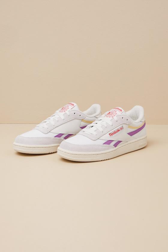 Club C Revenge Chalk and Purple Leather Sneakers Product Image