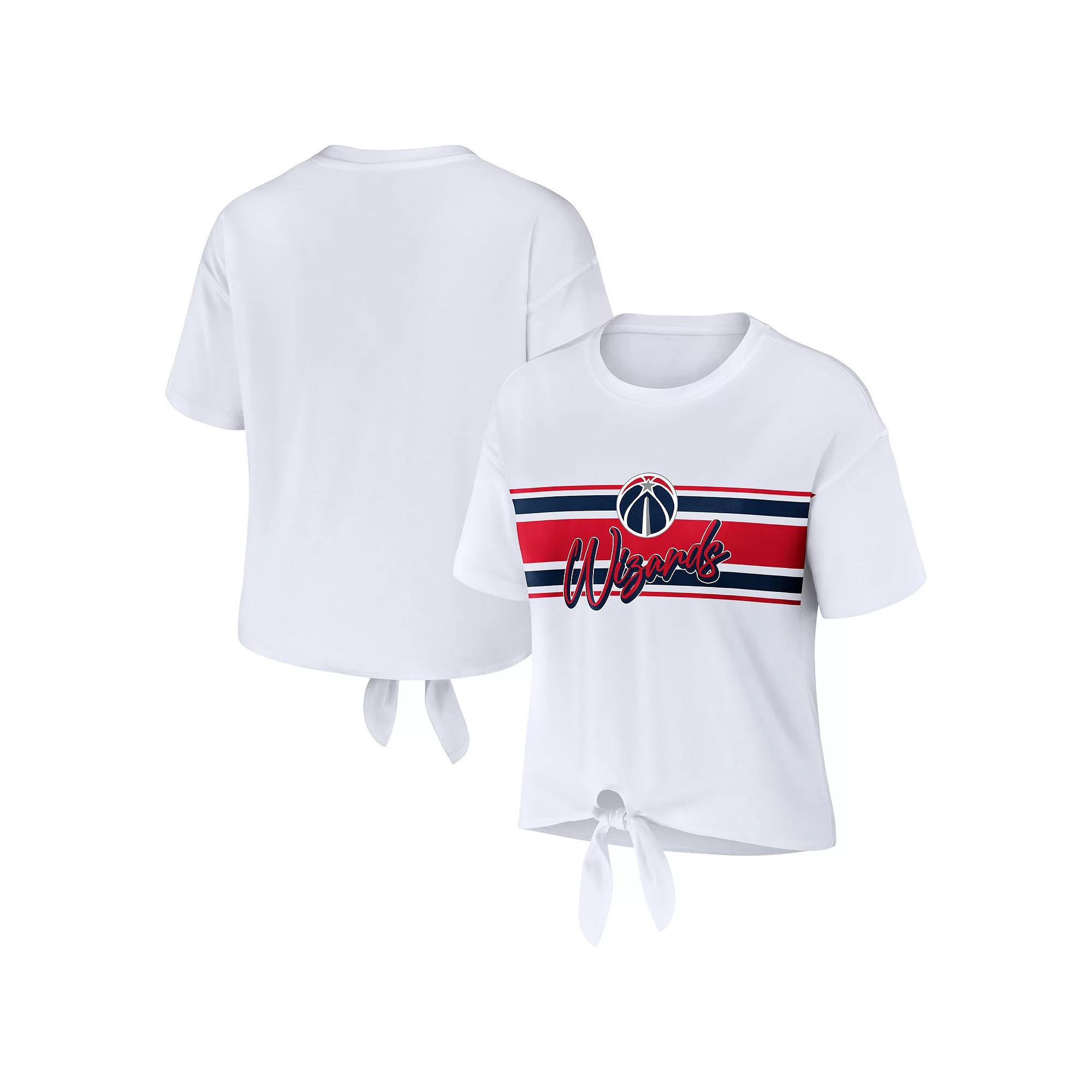 Women's WEAR by Erin Andrews  White Washington Wizards Tie-Front T-Shirt, Size: Large, Wiz White Product Image