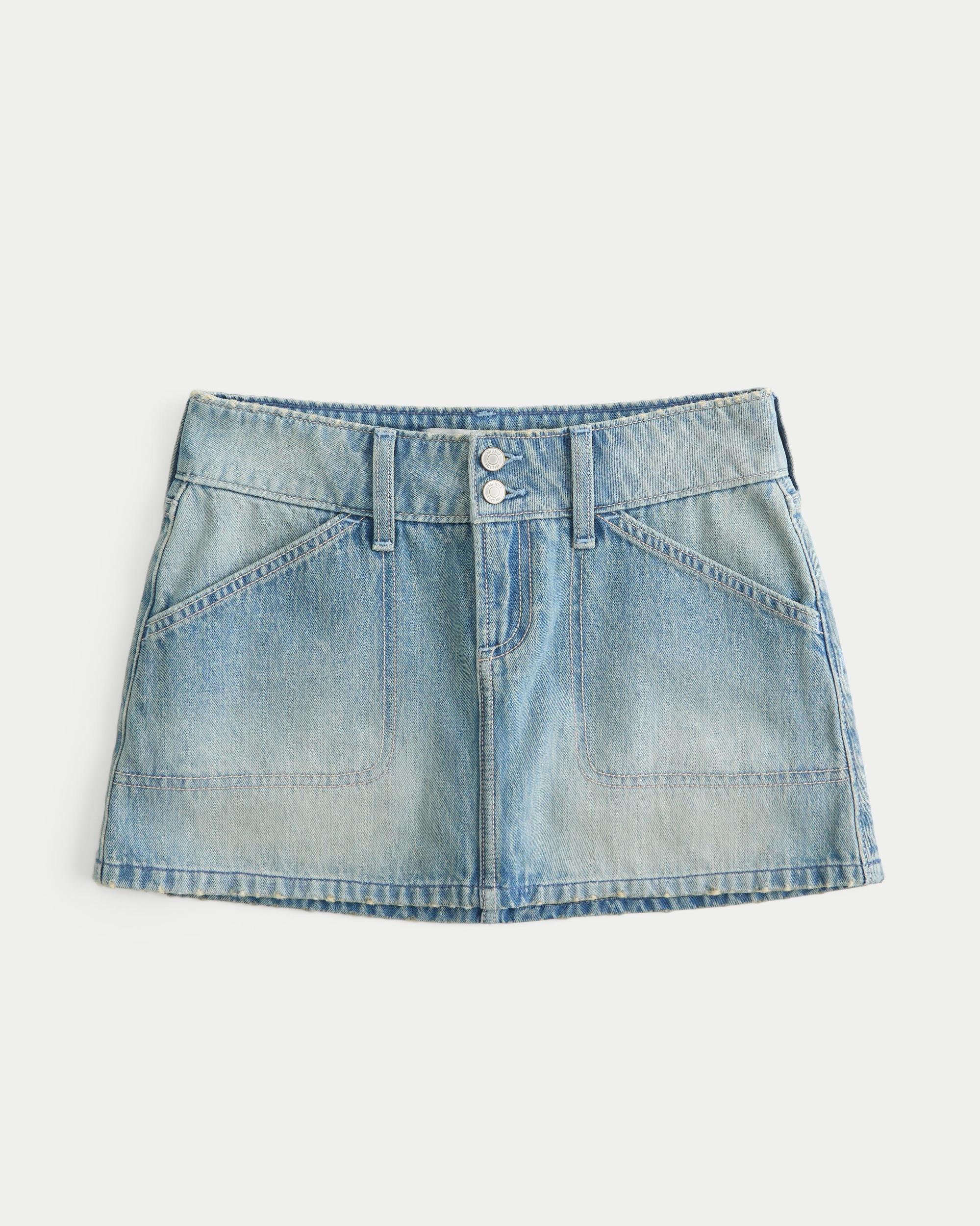 Low-Rise Y2K Chop Pocket Denim Mini Skort Product Image