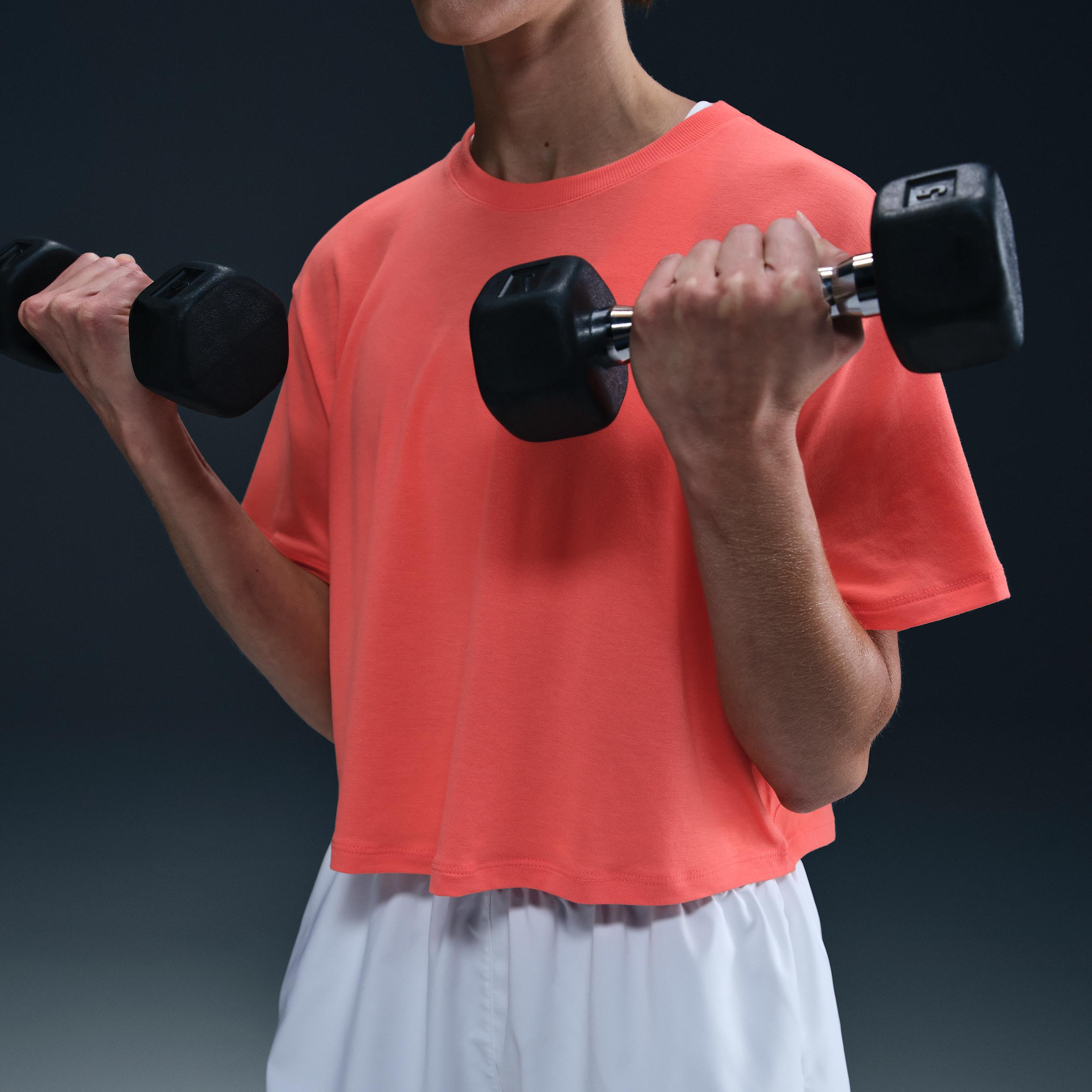 Nike Womens One Relaxed Dri-FIT Cropped Short-Sleeve Top | HJ1065-814 Product Image