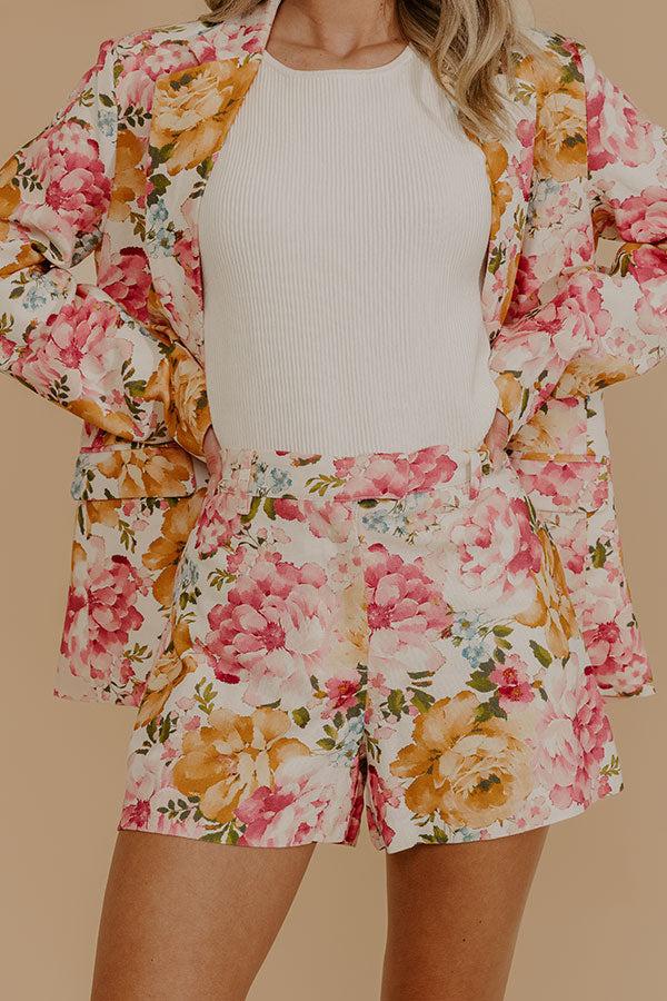 Paris En Fleurs High Waist Floral Linen Blend Shorts Product Image