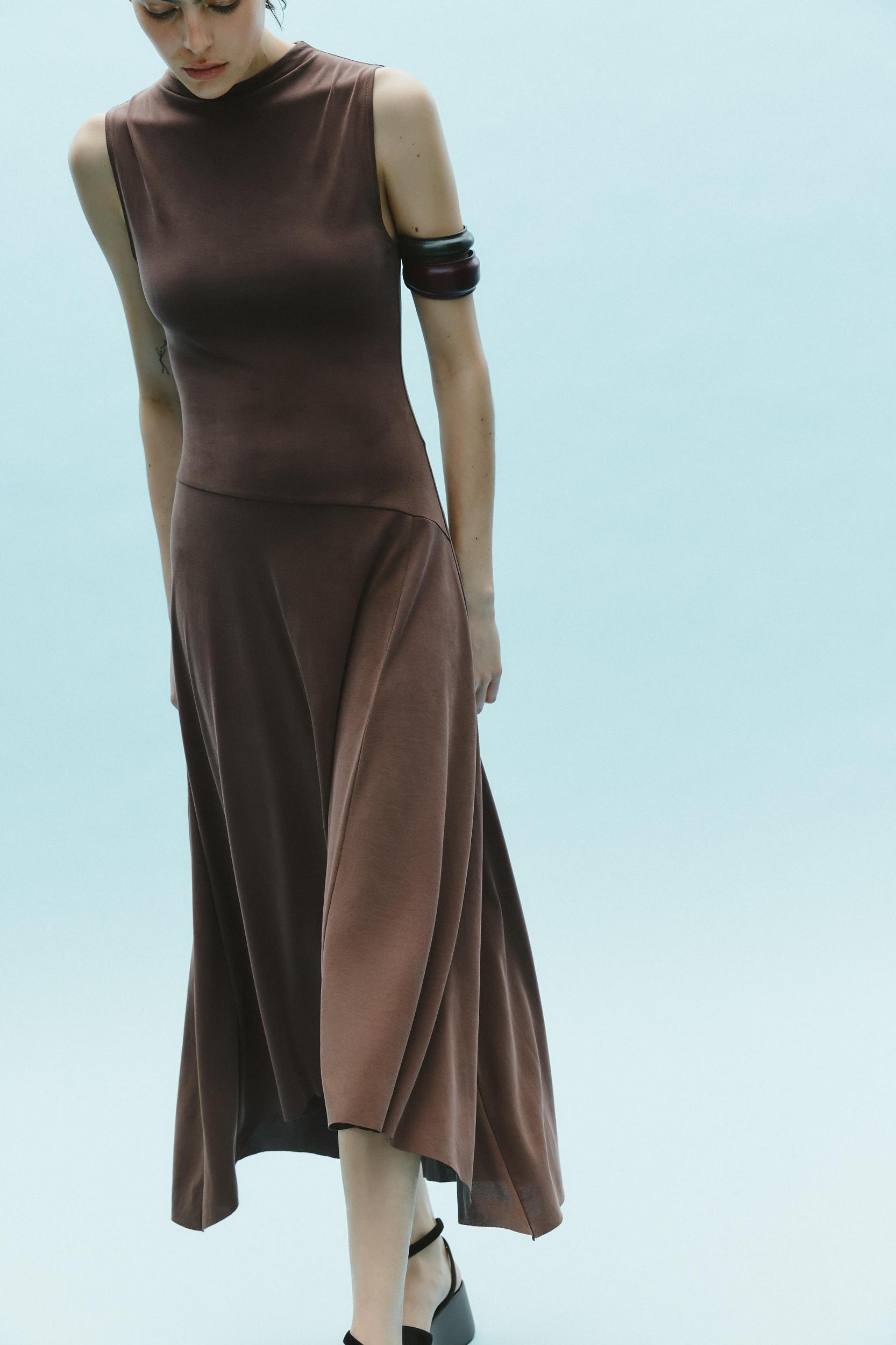 FLOWY FABRIC MIDI DRESS Product Image