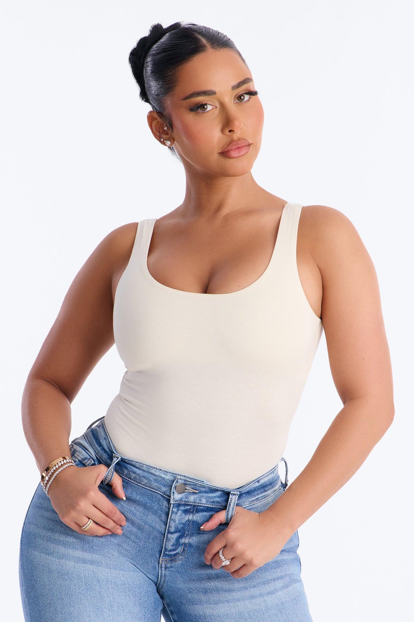 Jenna Double Lined Jersey Bodysuit - Bone Female Product Image