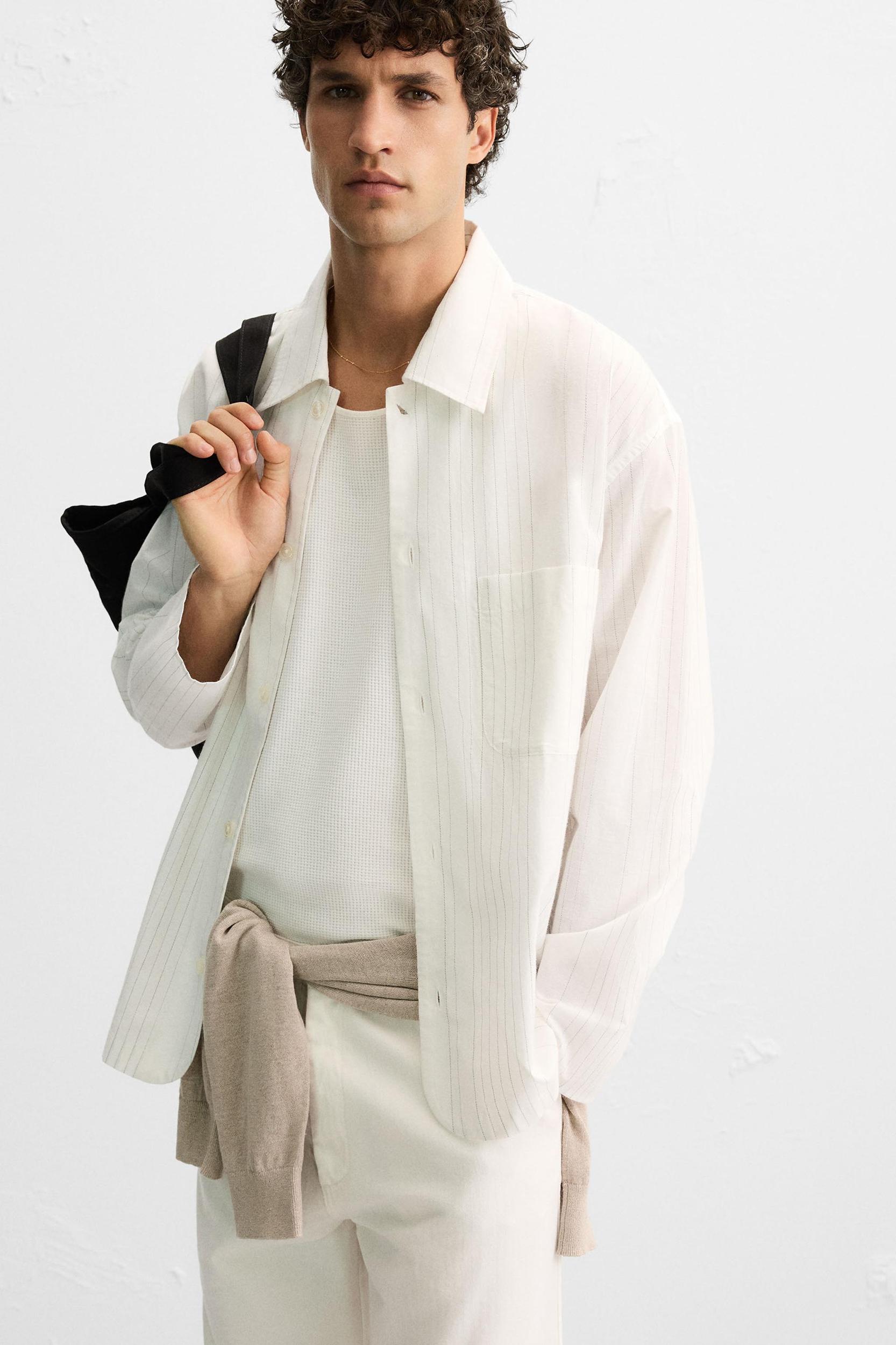 TEXTURED WEAVE STRIPED SHIRT Product Image