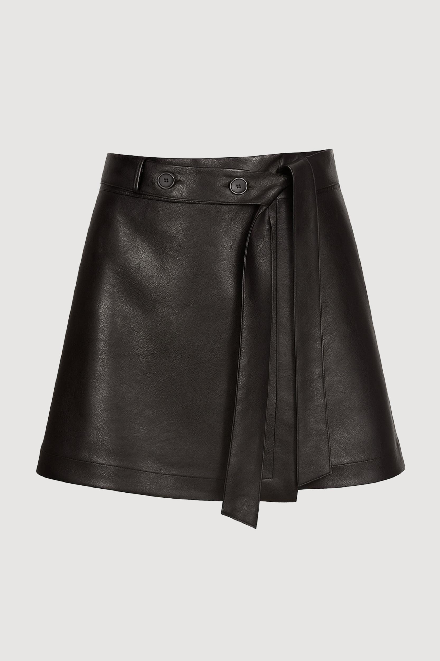 Tanner Vegan Leather Wrap Skirt Product Image