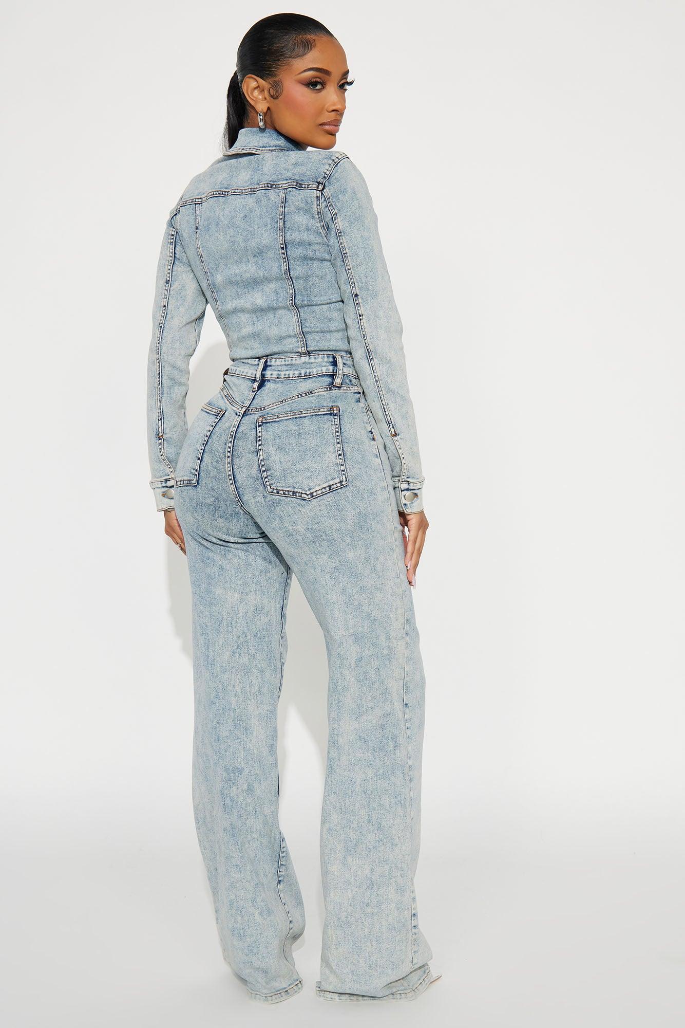 Concrete Jungle Denim Jumpsuit - Light Wash Product Image