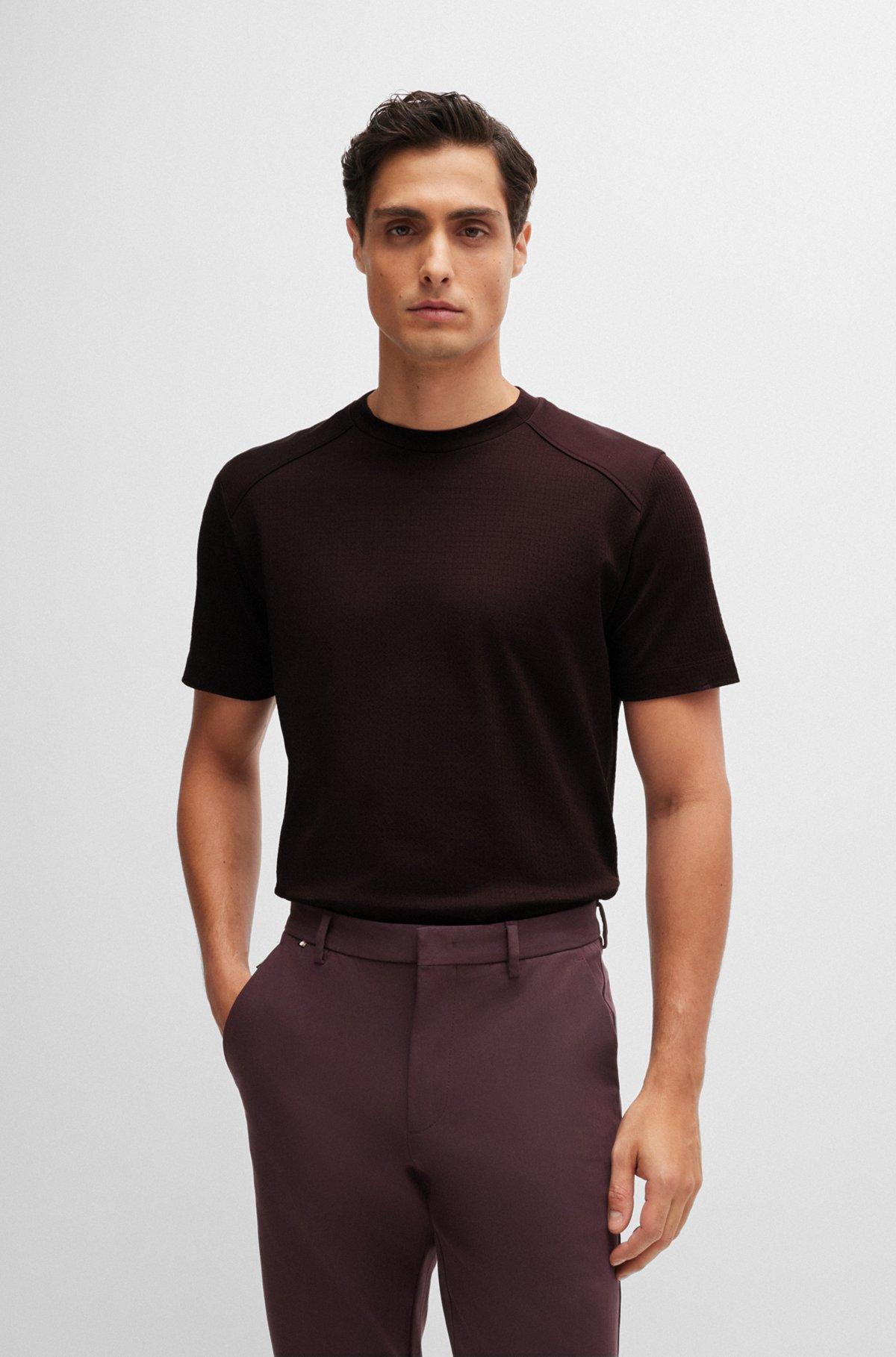 Cotton-ripstop regular-fit T-shirt with plain trims Product Image