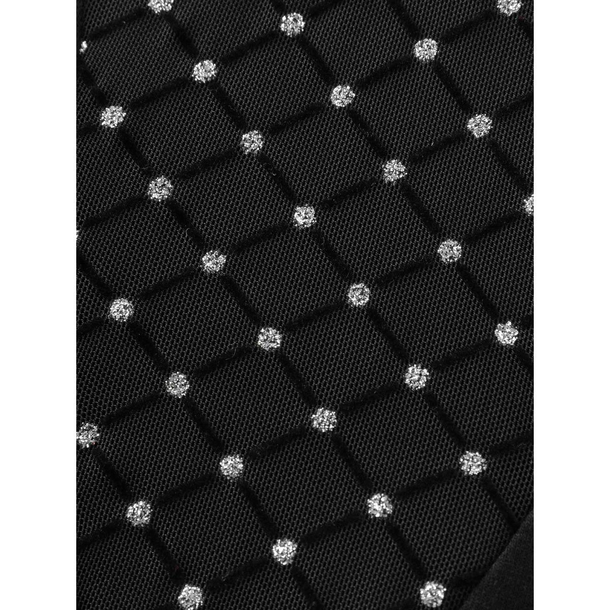 Plus Size Sheer Mesh Sequin Fitted T-Shirt Black Women Timeless Round Neck Bodycon Elegant T-shirts BloomChic 28/5X Product Image