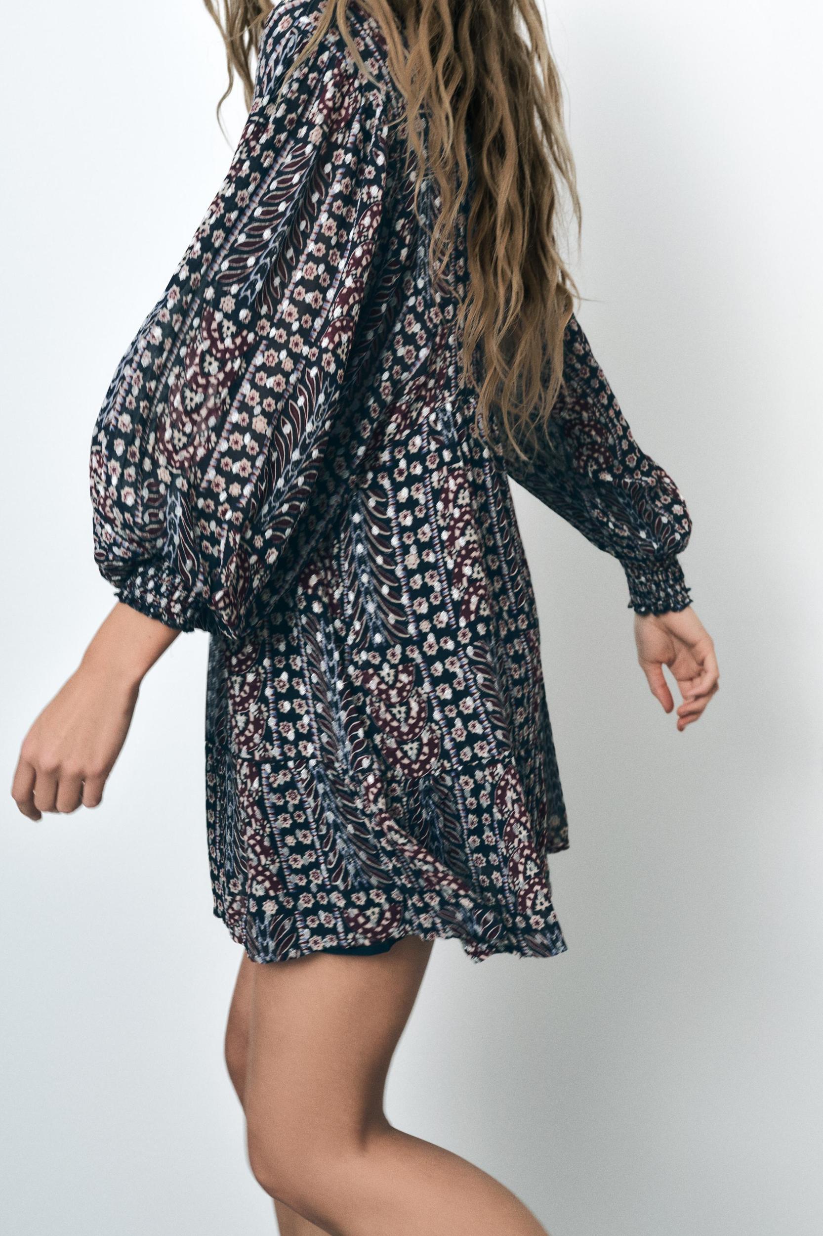 METALLIC THREAD PRINTED DRESS Product Image