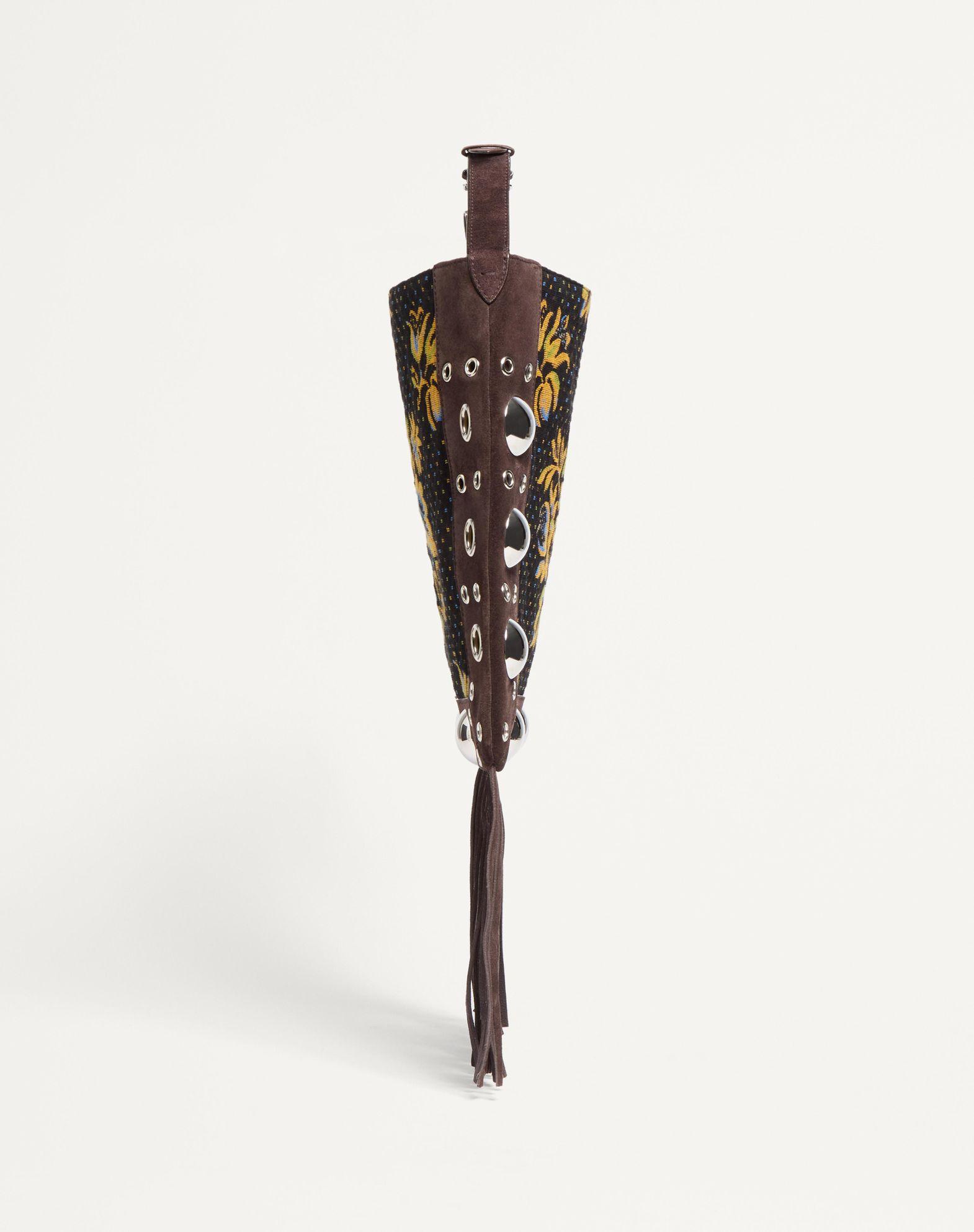 Valentino Garavani Nellcôte Shoulder Bag In Jacquard Fabric With Fringes Product Image