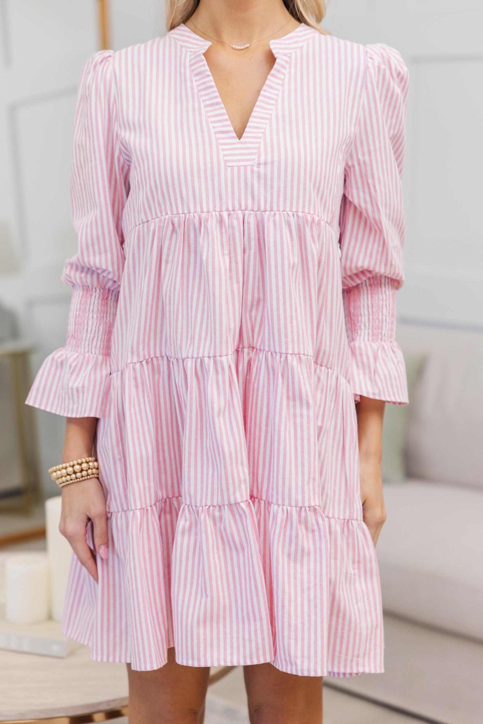 NURSING COLLECTION: In Your Happy Place Pink Striped Dress Female Product Image