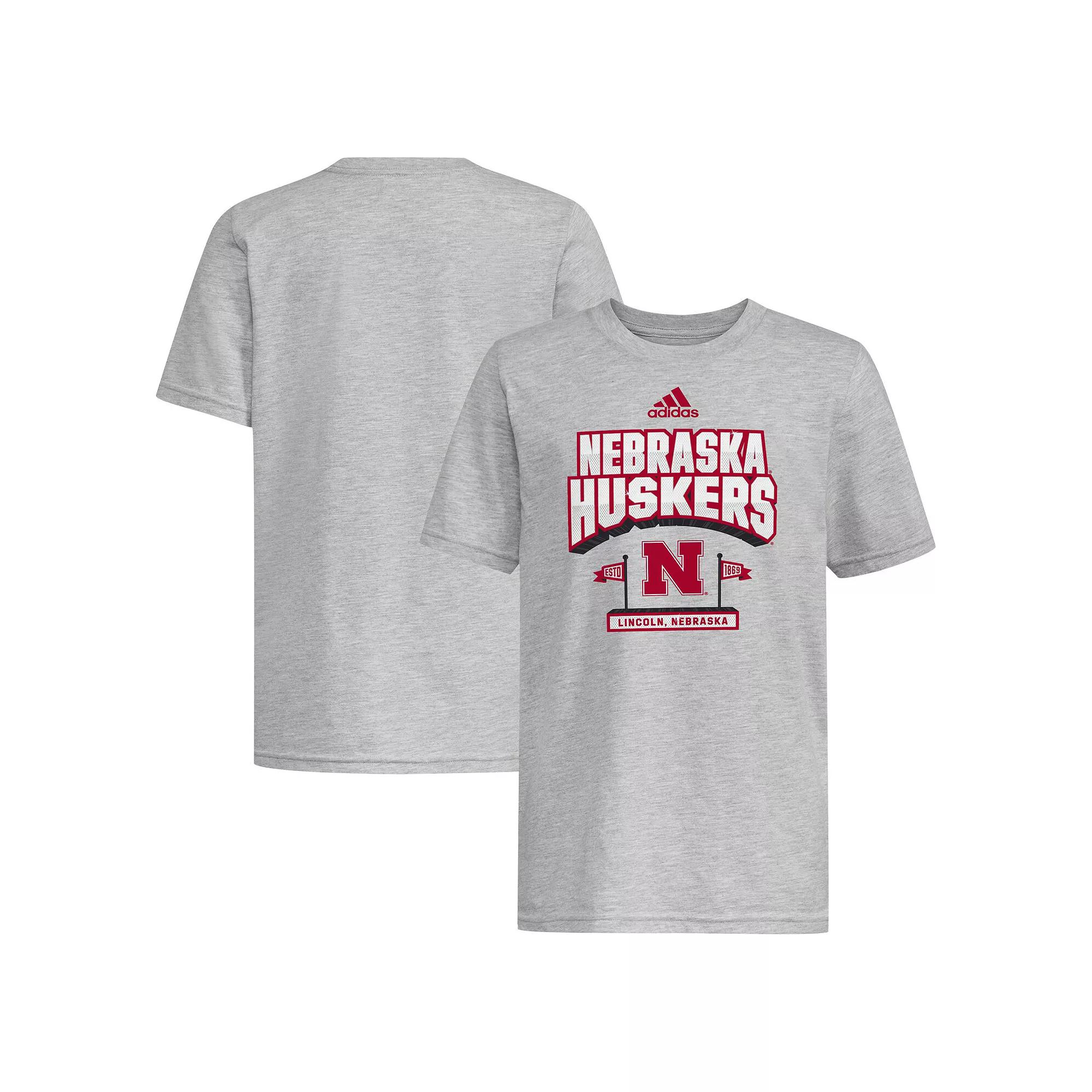 Men's adidas Gray Nebraska Huskers Stake Our Claim T-Shirt, Boy's, Size: Youth XL, Grey Product Image