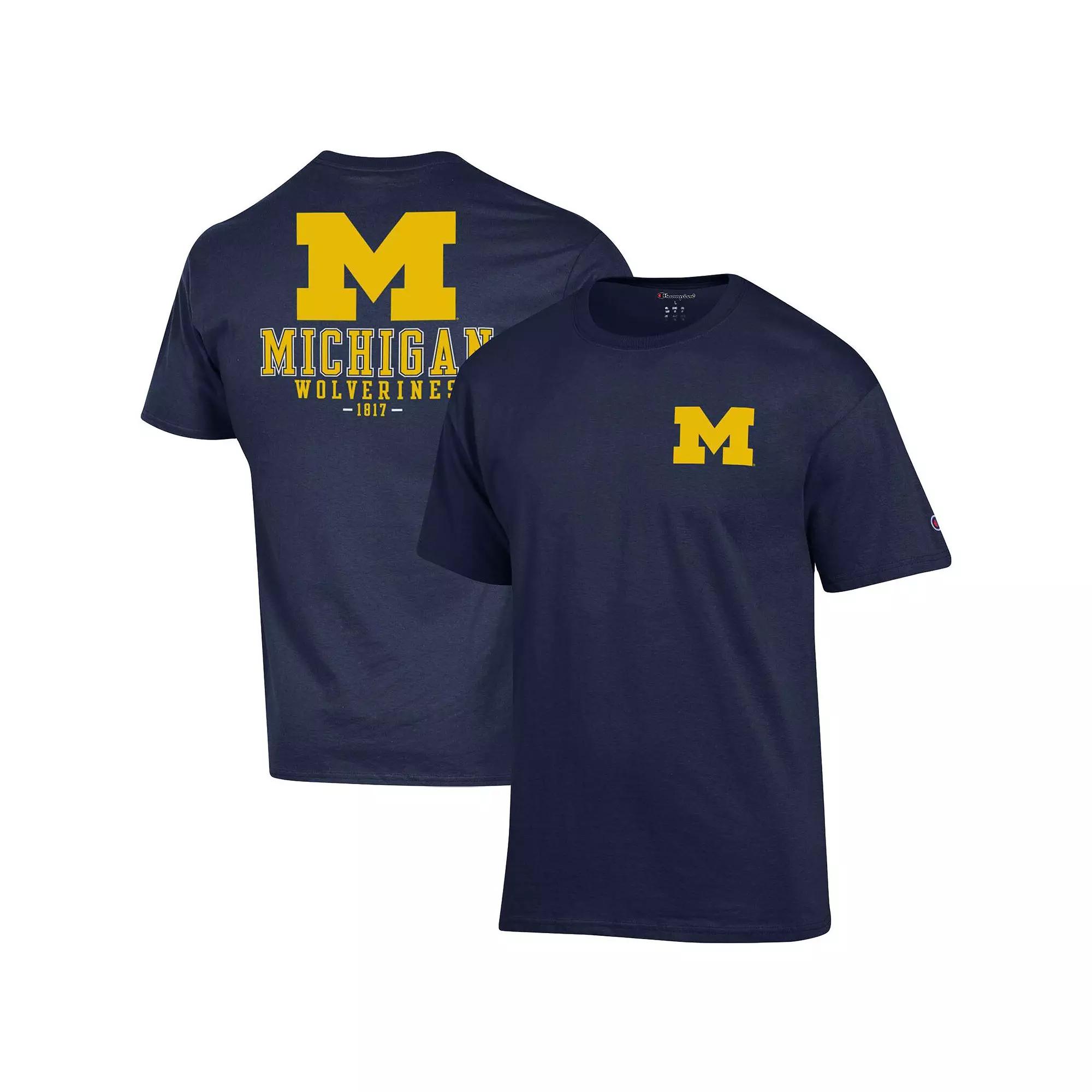Men's Champion Navy Michigan Wolverines Stack 2-Hit T-Shirt,  Product Image
