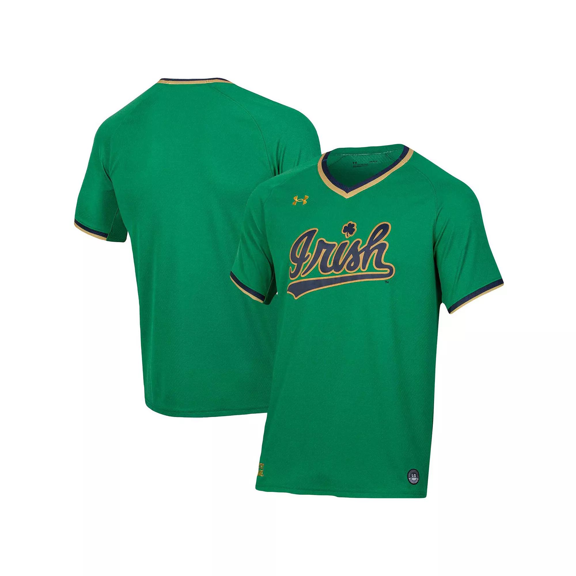 Men's Under Armour Green Notre Dame Fighting Irish Replica Baseball Jersey,  Product Image