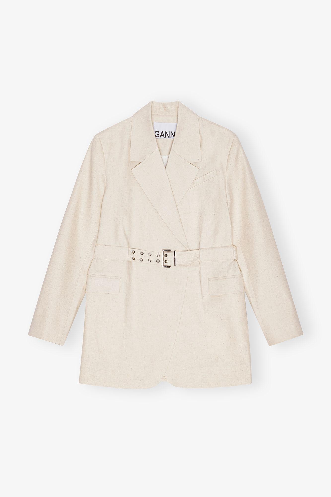 Ivory Cotton Melange Tailoring Blazer Product Image