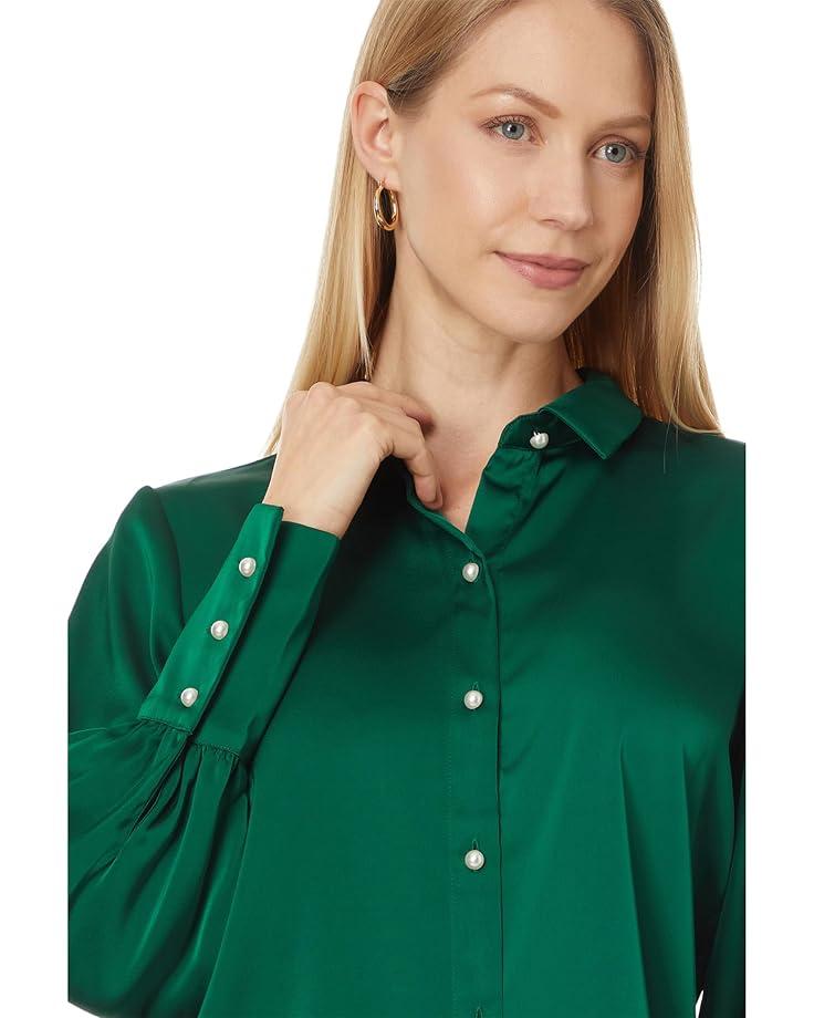 Women's CeCe Button Down Long Slv Collared Tall Cuff Blouse 353 Product Image