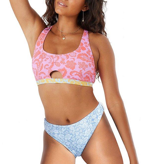 Roxy Tapestry Patchwork Texture Low Waist Hipster Swim Bottom Product Image