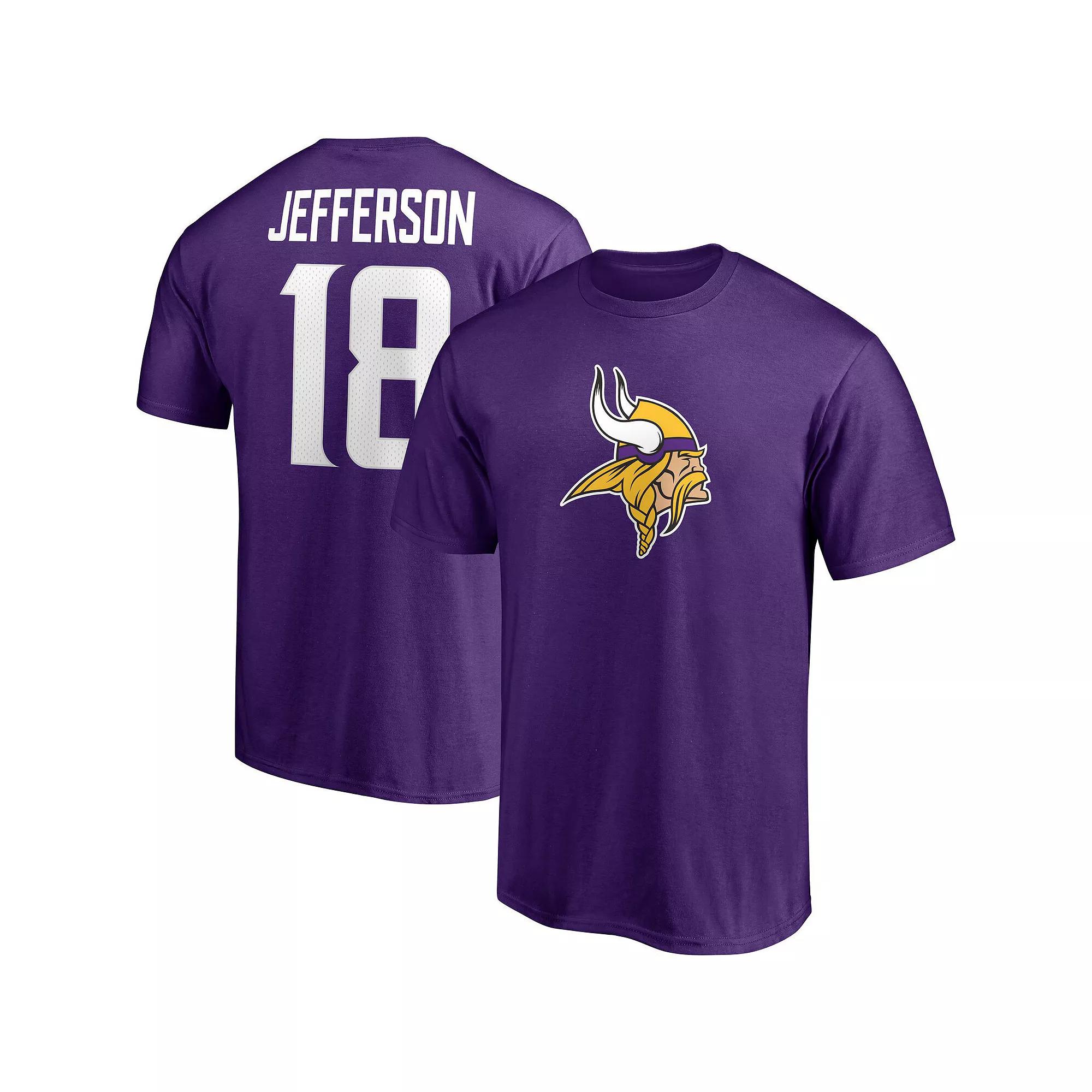 Men's Fanatics Branded Justin Jefferson Purple Minnesota Vikings Player Icon Name & Number T-Shirt, Size: 3XL Product Image