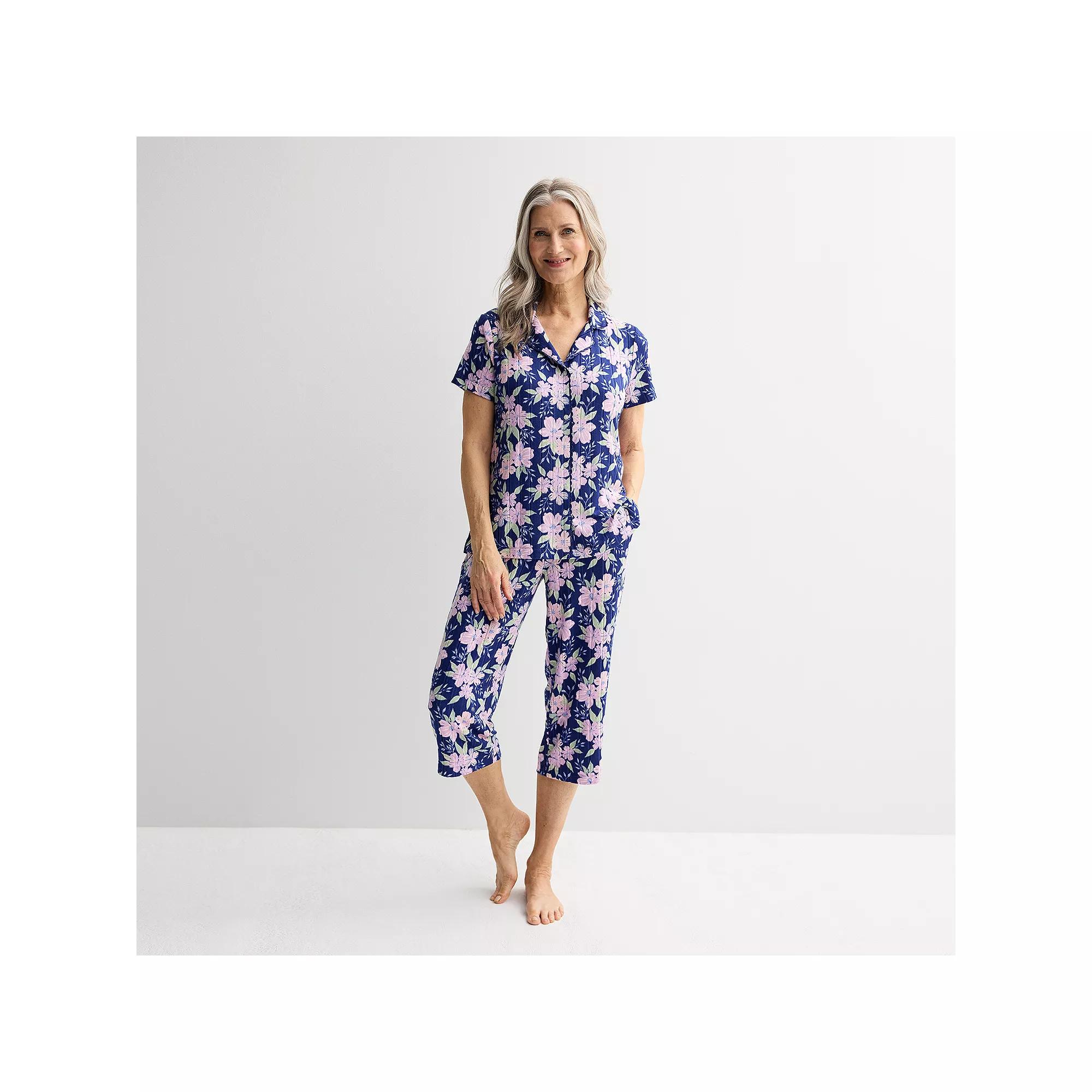 Women's Croft & Barrow® Wonderluxe Pajama Top & Pajama Pants Set, Size: XXL, Contessa Floral Product Image