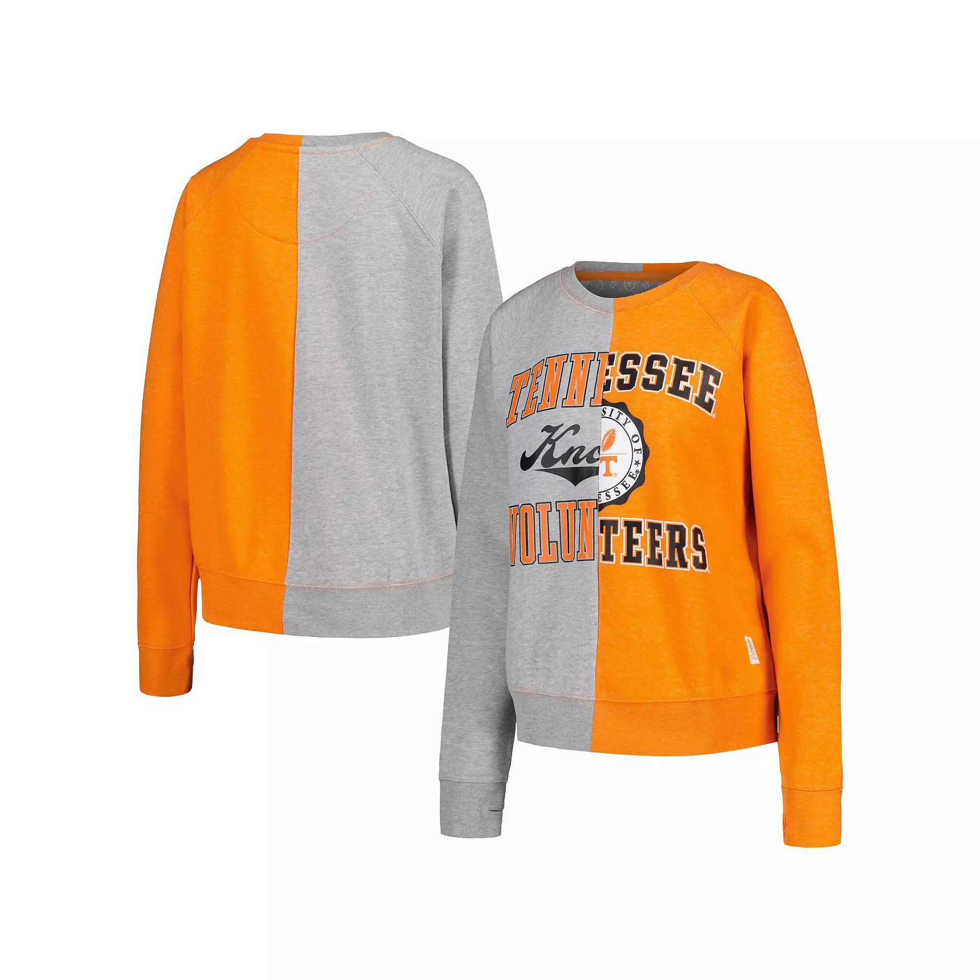 Women's Pressbox Heather Gray Tennessee Volunteers Half and Half Raglan Pullover Sweatshirt,  Product Image
