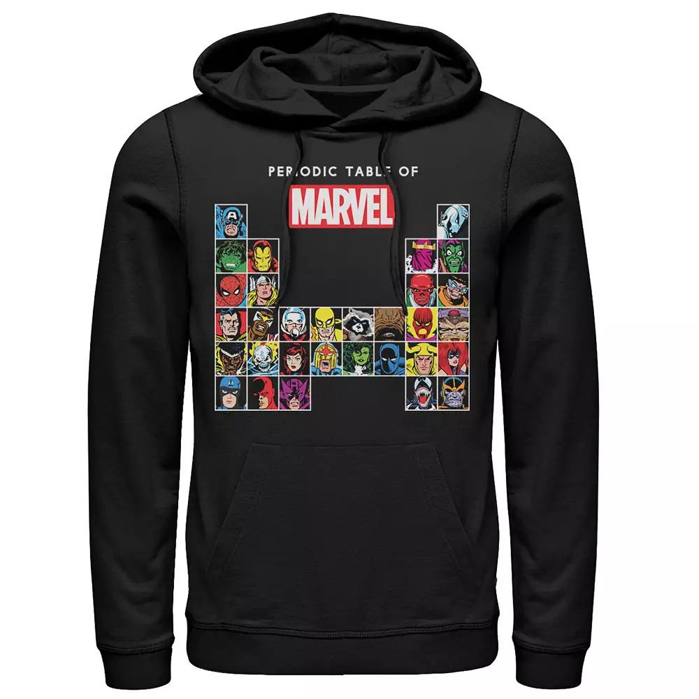 Men's Marvel Periodic Table Of Heroes & Villains Retro Hoodie, Size: XXL, Black Product Image