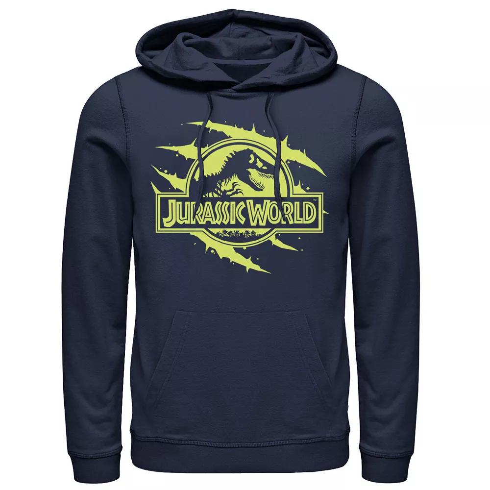 Men's Jurassic World Neon Slash T-Rex Fossil Logo Graphic Pullover Hoodie,  Product Image