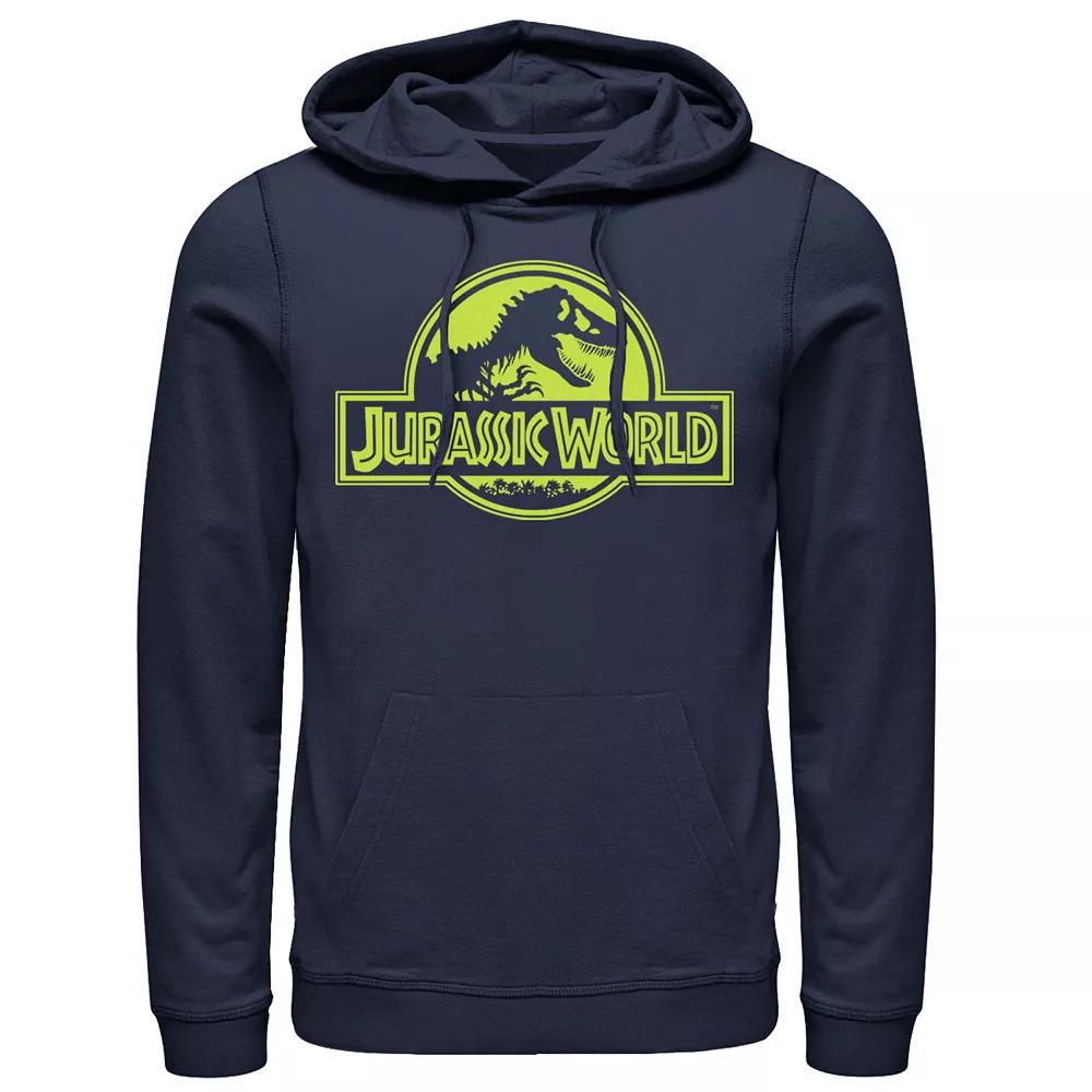 Men's Jurassic World Neon Green Classic Logo Pullover Graphic Hoodie,  Product Image