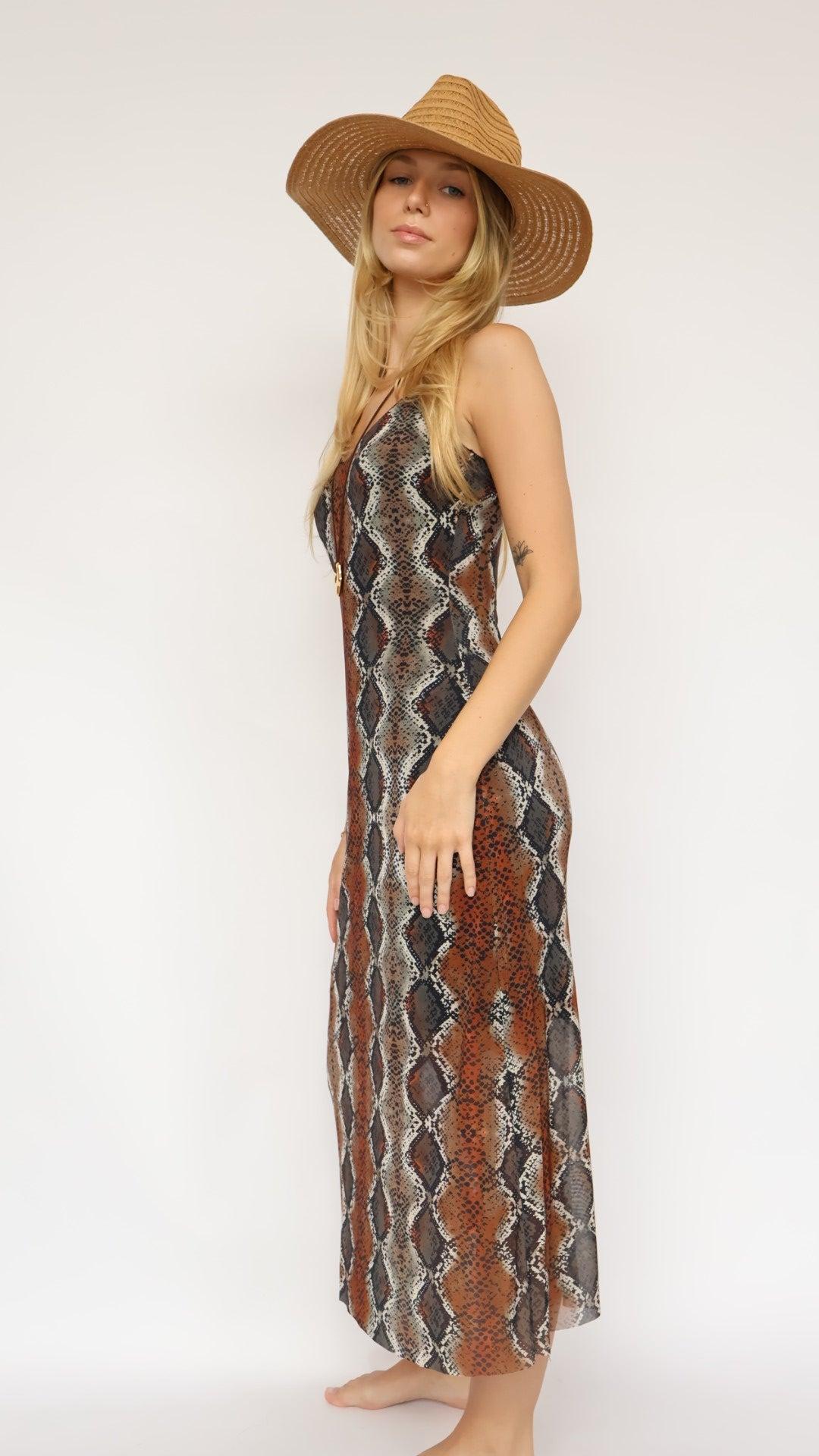 Wild Allure Snake Print Mesh Dress Product Image