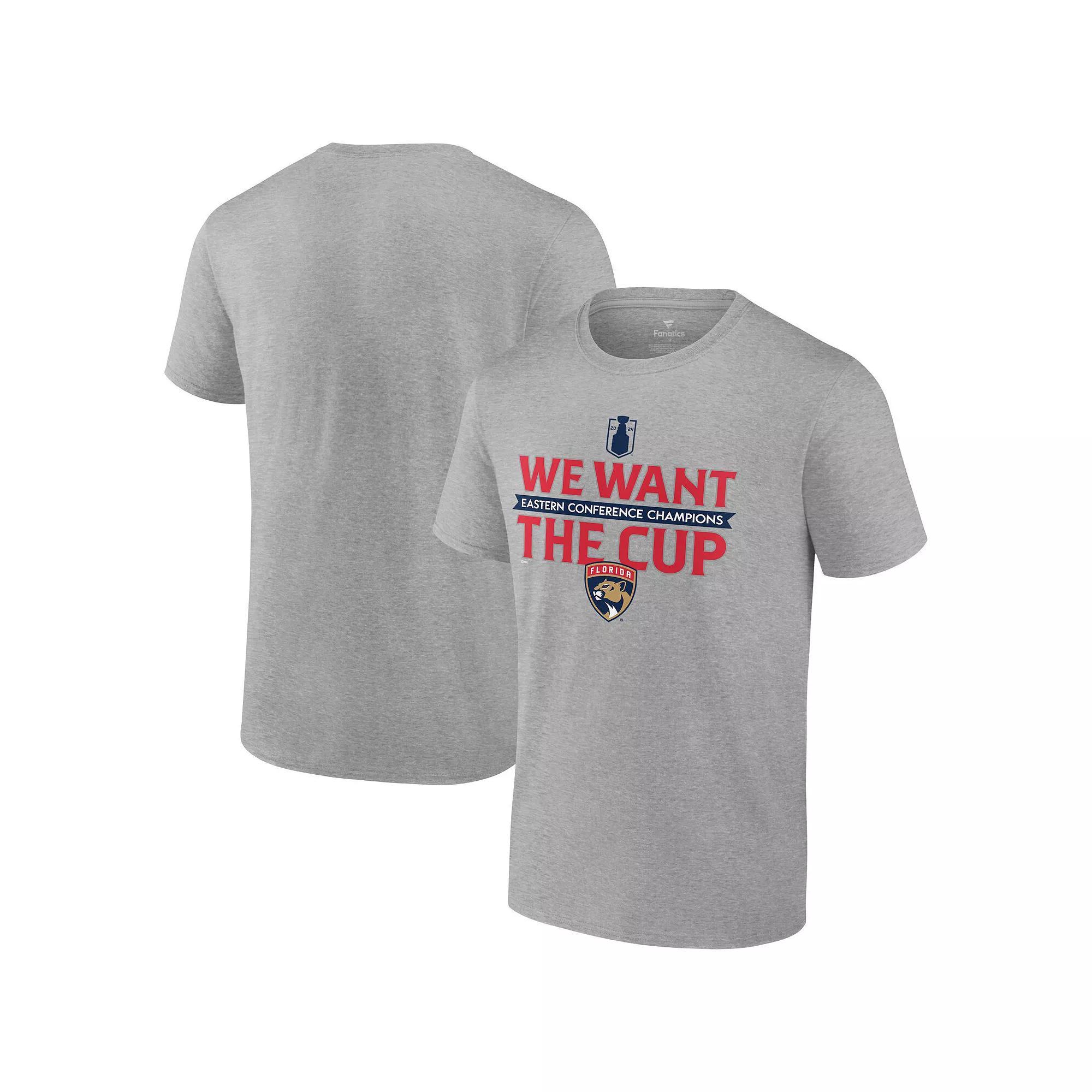 Men's Fanatics  Steel Florida Panthers 2024 Eastern Conference Champions We Want The Cup T-Shirt, Size: XL, Pnt Silver Product Image