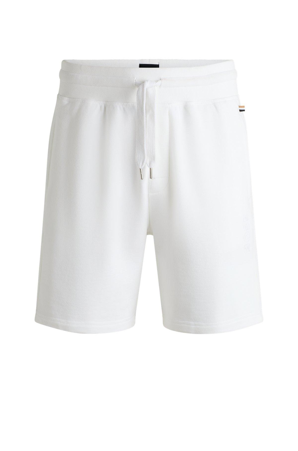 Cotton-terry shorts with outline logo embroidery Product Image