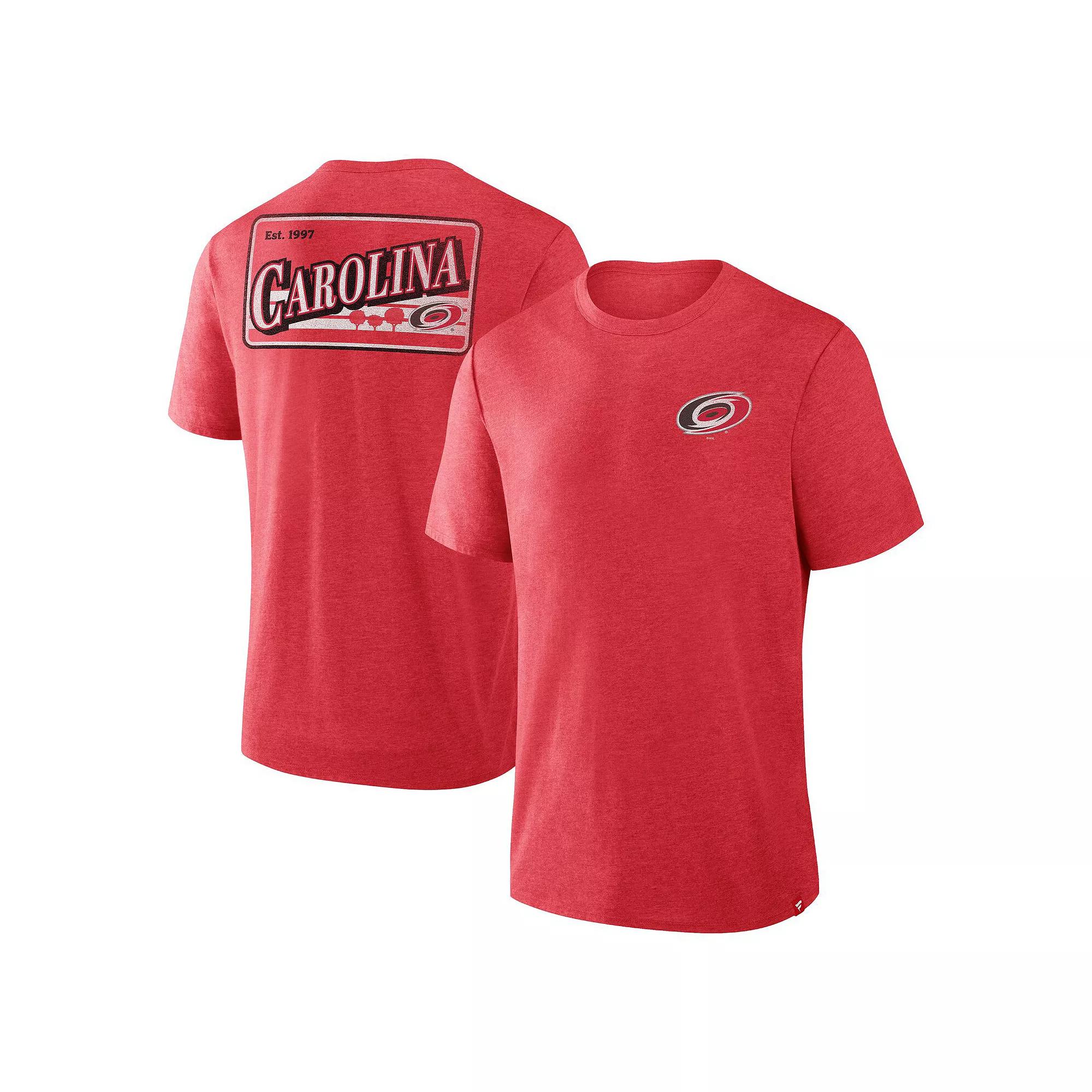 Men's Fanatics Heather Red Carolina Hurricanes Fan Lanes Tri-Blend T-Shirt,  Product Image